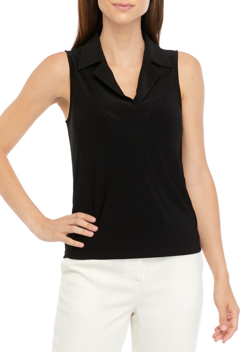 Womens Bib Front Polo Knit Top 
