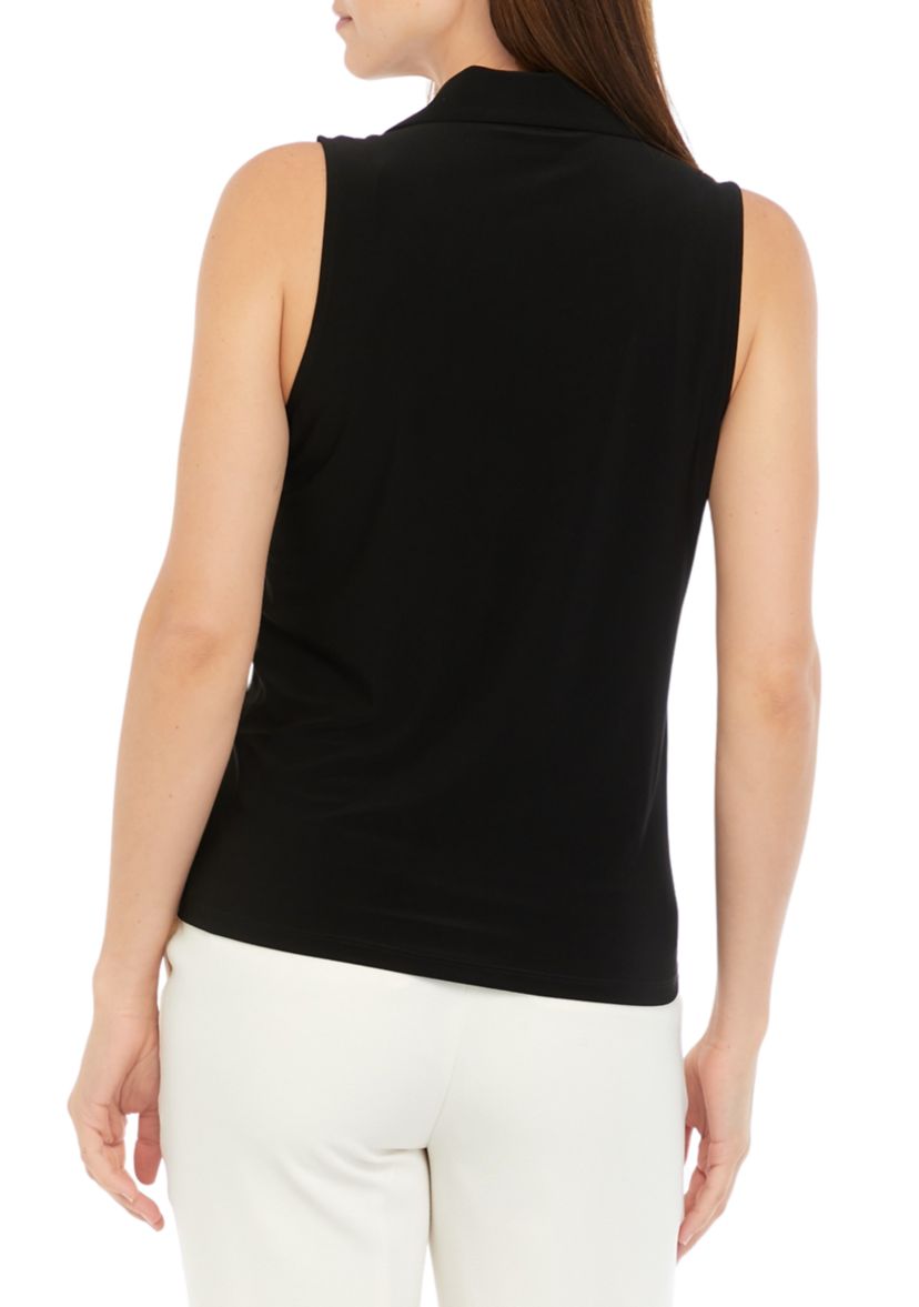 Womens Bib Front Polo Knit Top 