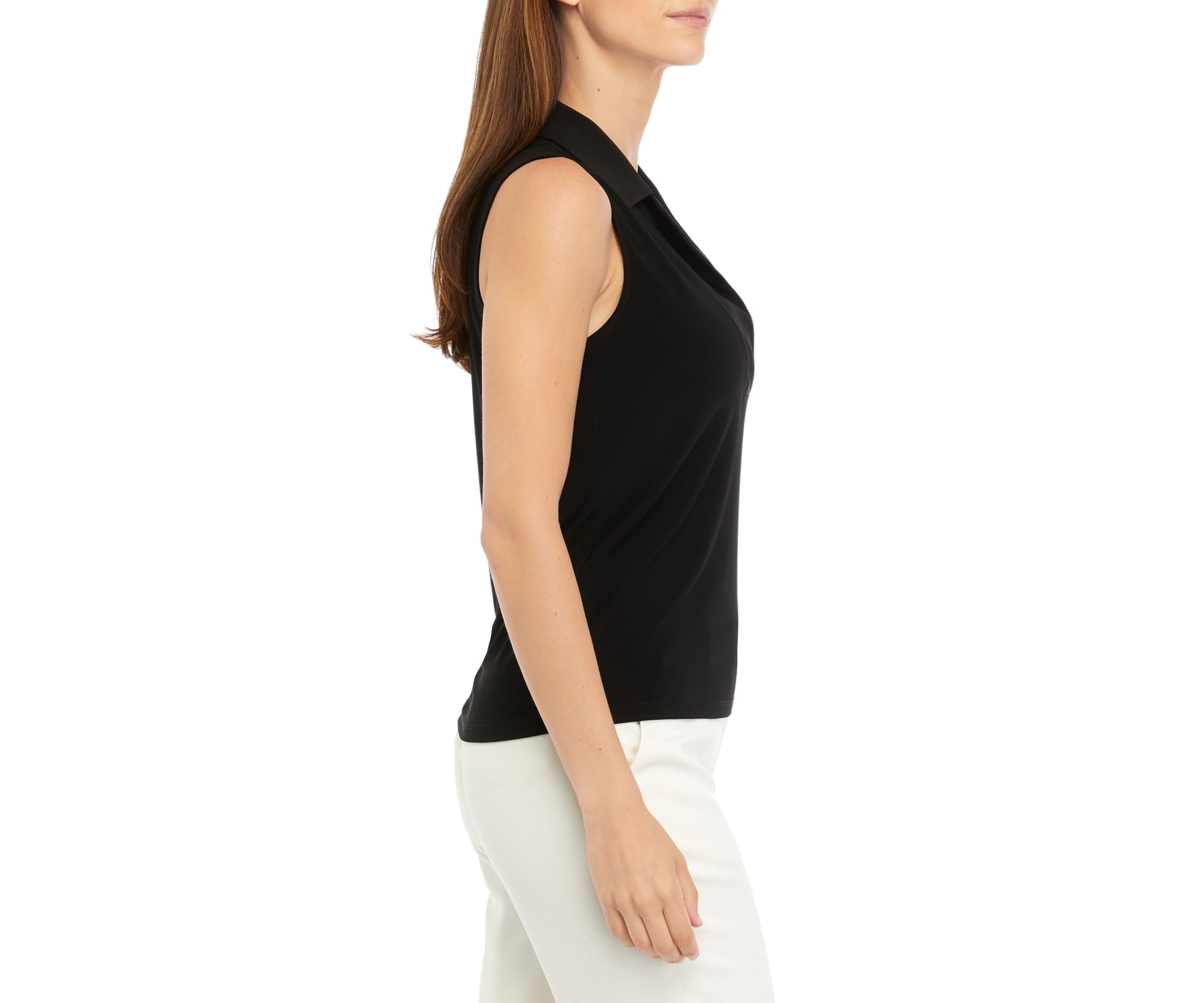 Womens Bib Front Polo Knit Top 