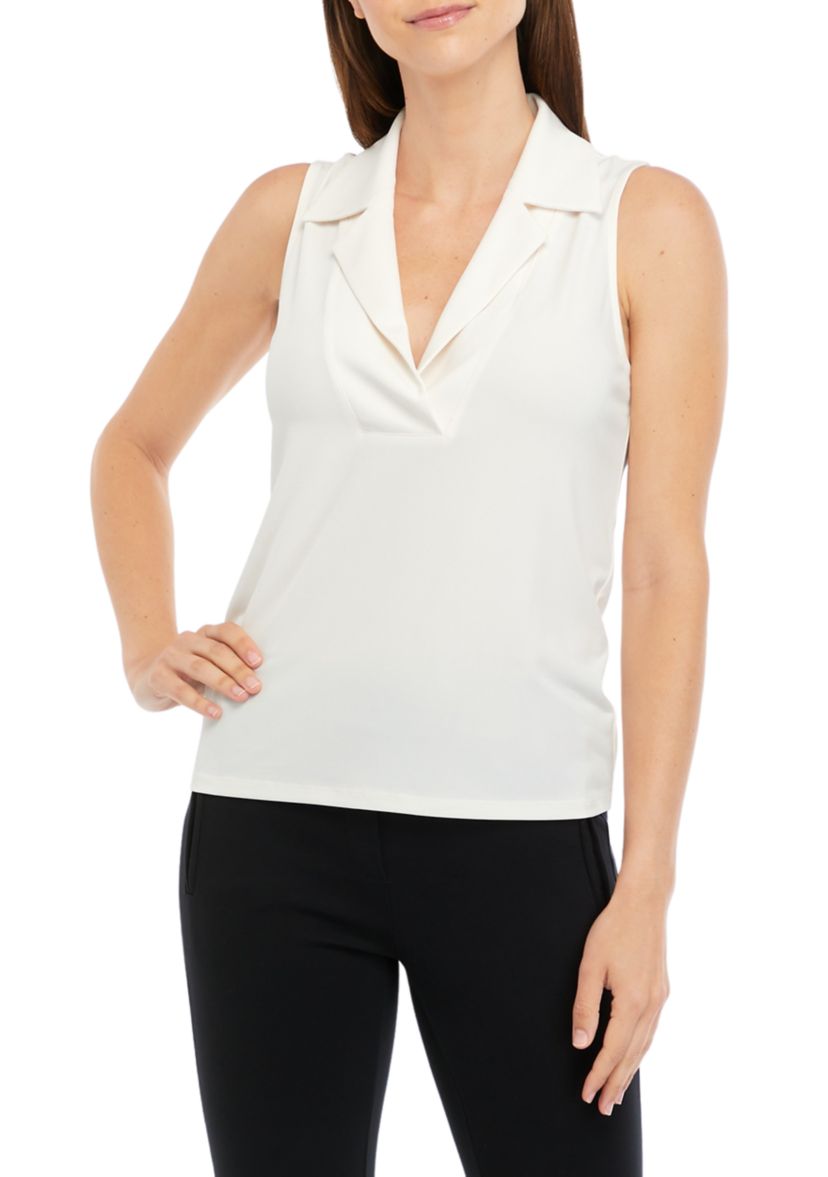   Womens Bib Front Polo Knit Top 