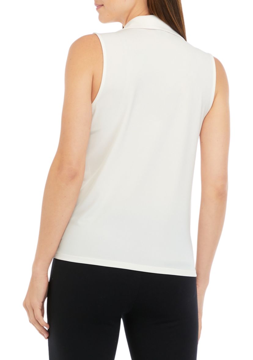   Womens Bib Front Polo Knit Top 