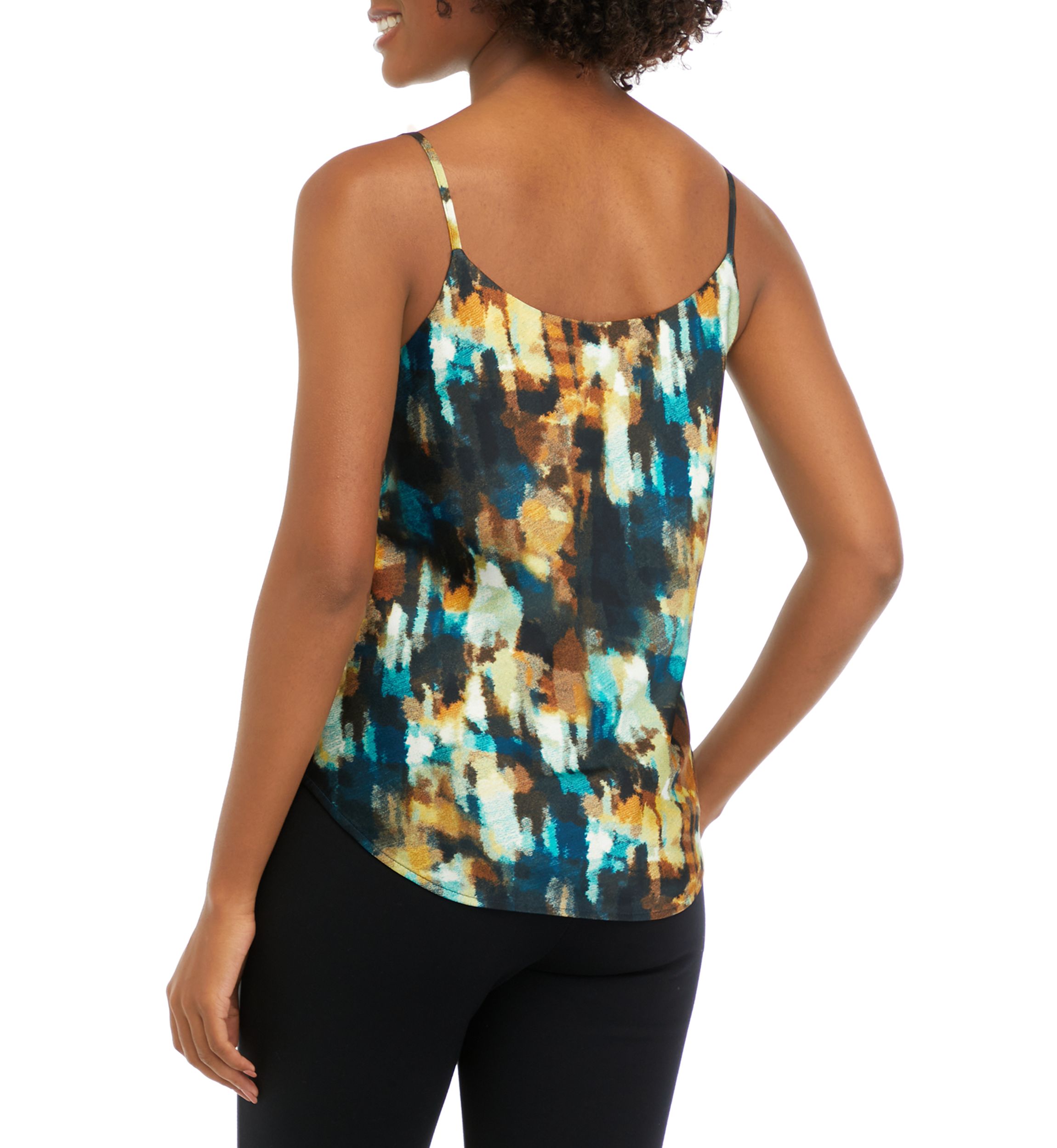 Womens Watercolor Printed Cowl Neck Blouse