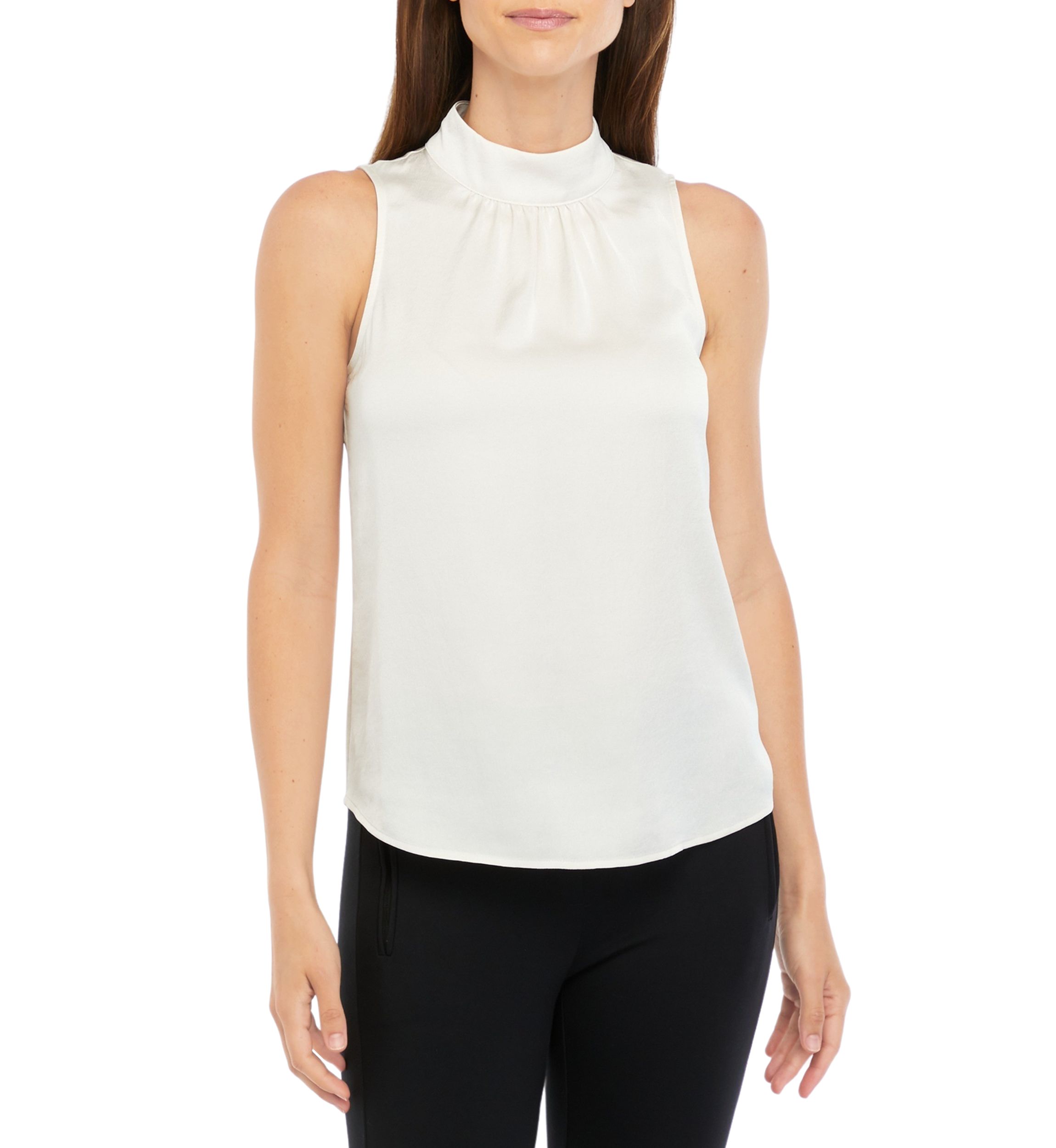 Womens Sleeveless Mock Neck Blouse