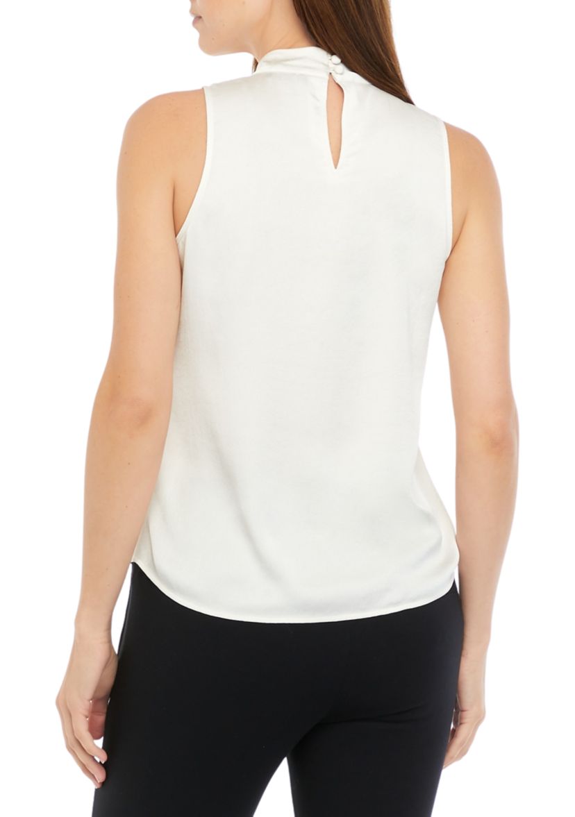 Womens Sleeveless Mock Neck Blouse