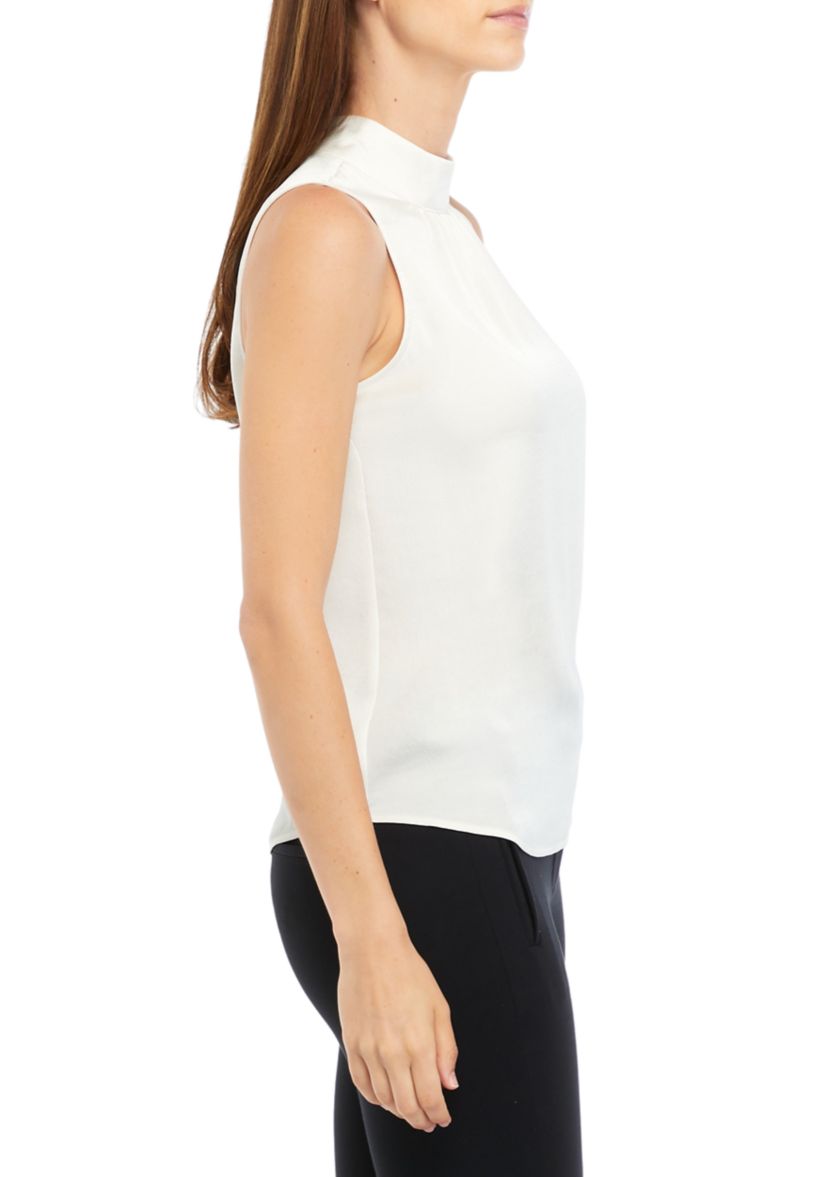 Womens Sleeveless Mock Neck Blouse