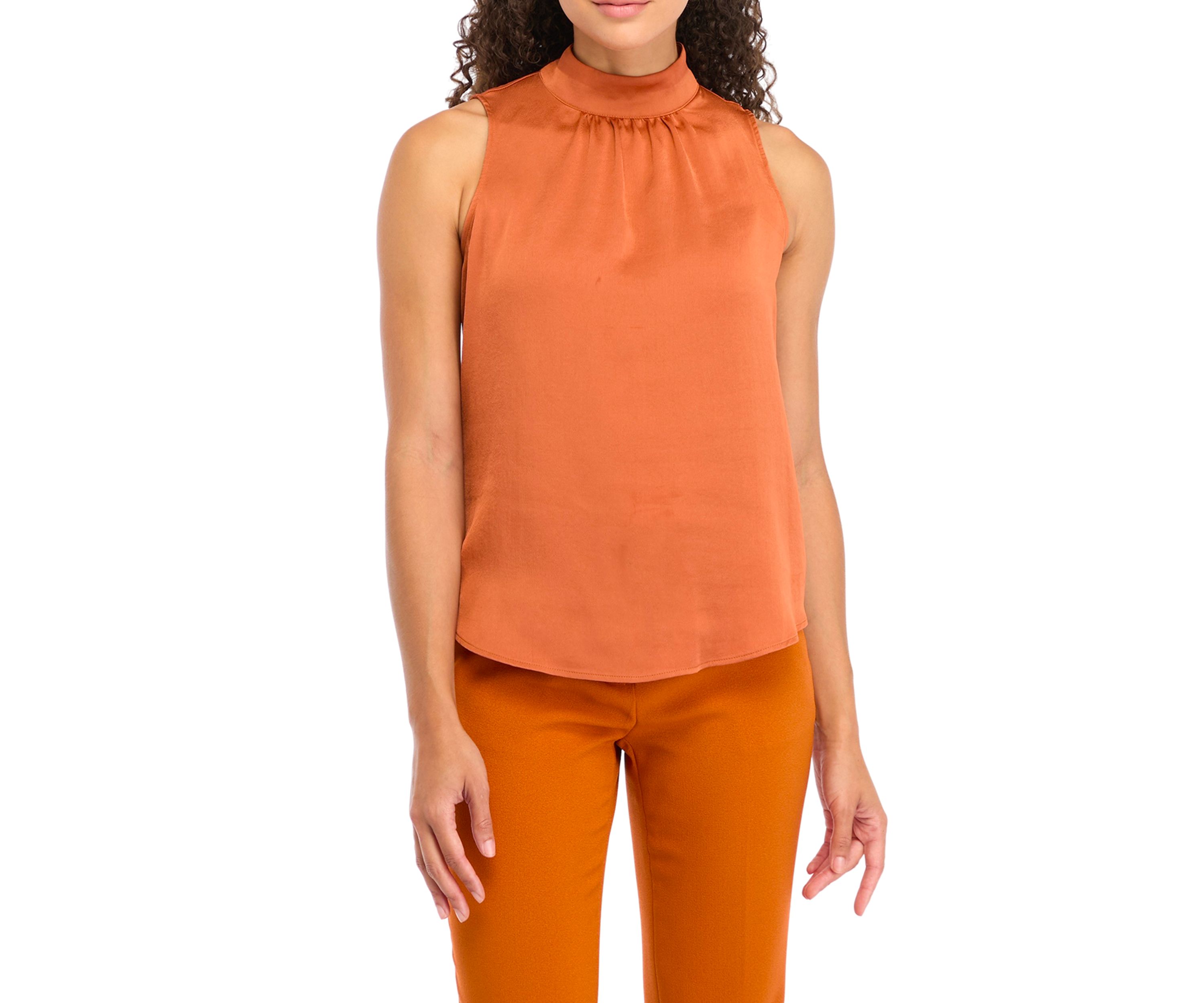 Petite Mock Neck Sleeveless Blouse