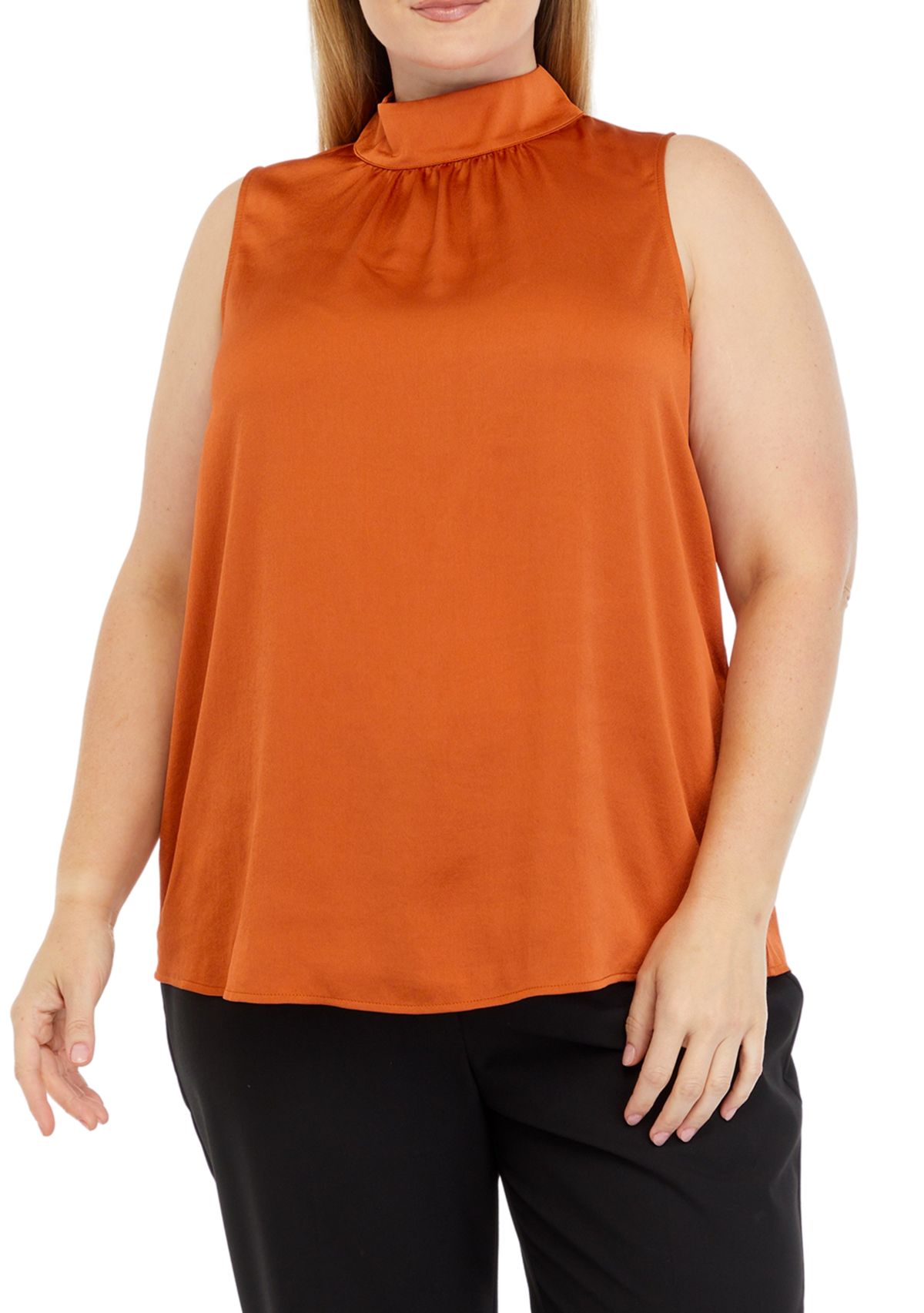 Plus Size Sleeveless Mock Neck Blouse