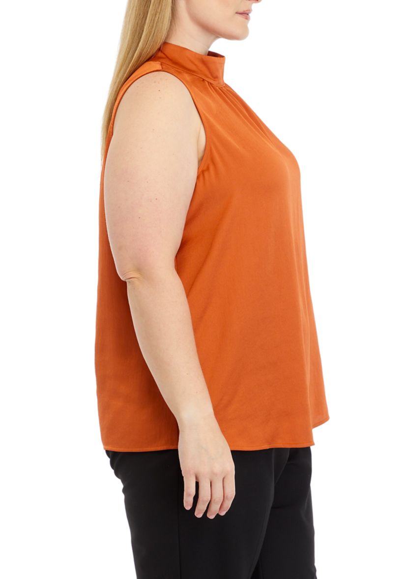 Plus Size Sleeveless Mock Neck Blouse