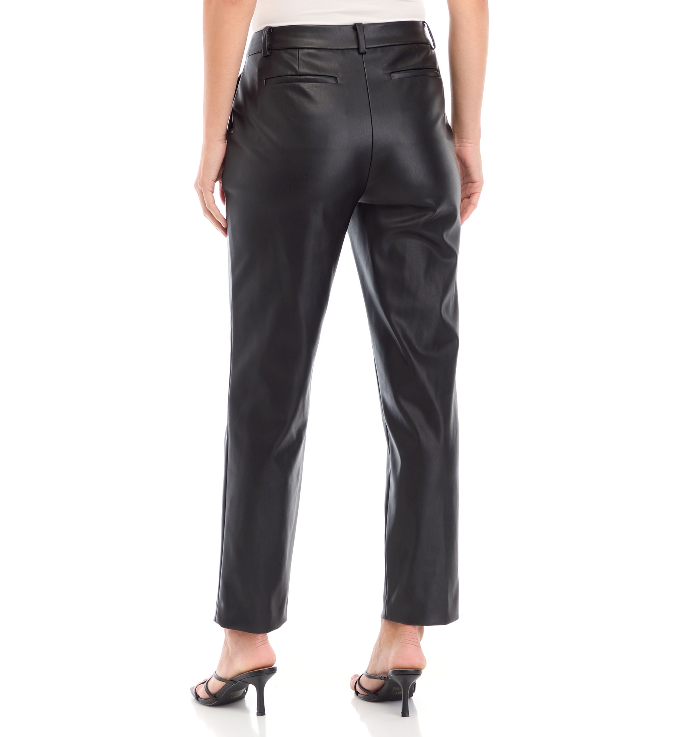 Womens Faux Leather Slim Leg Ankle Pants