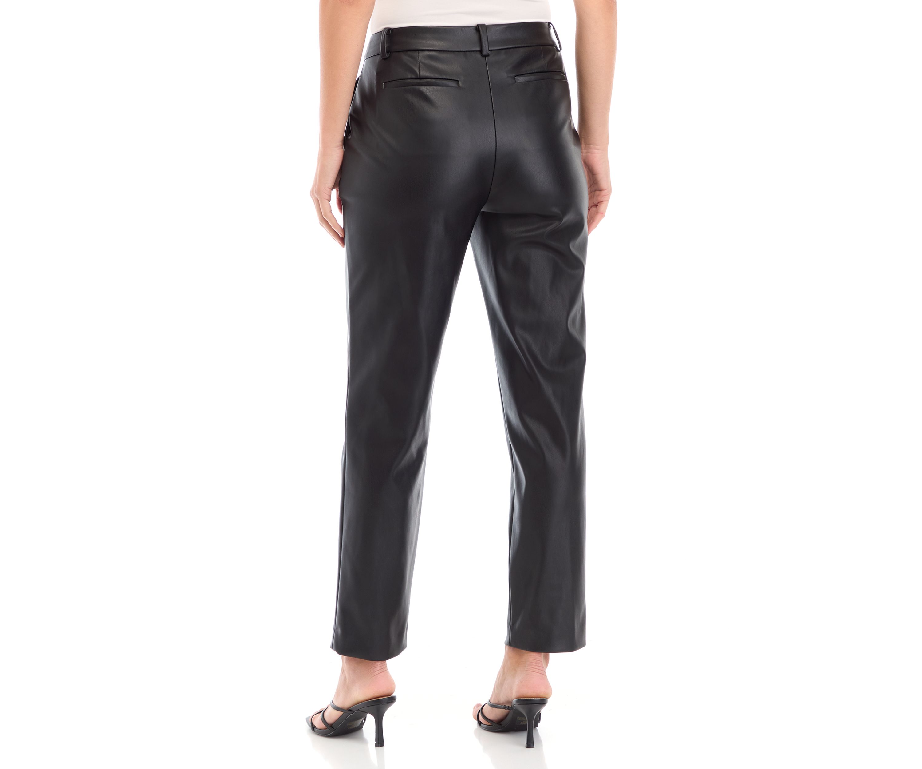 Womens Faux Leather Slim Leg Ankle Pants