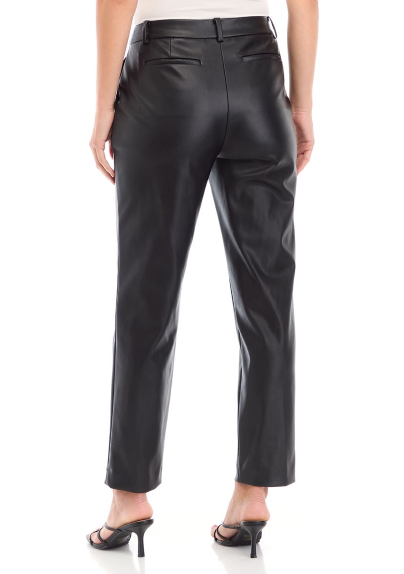 Womens Faux Leather Slim Leg Ankle Pants