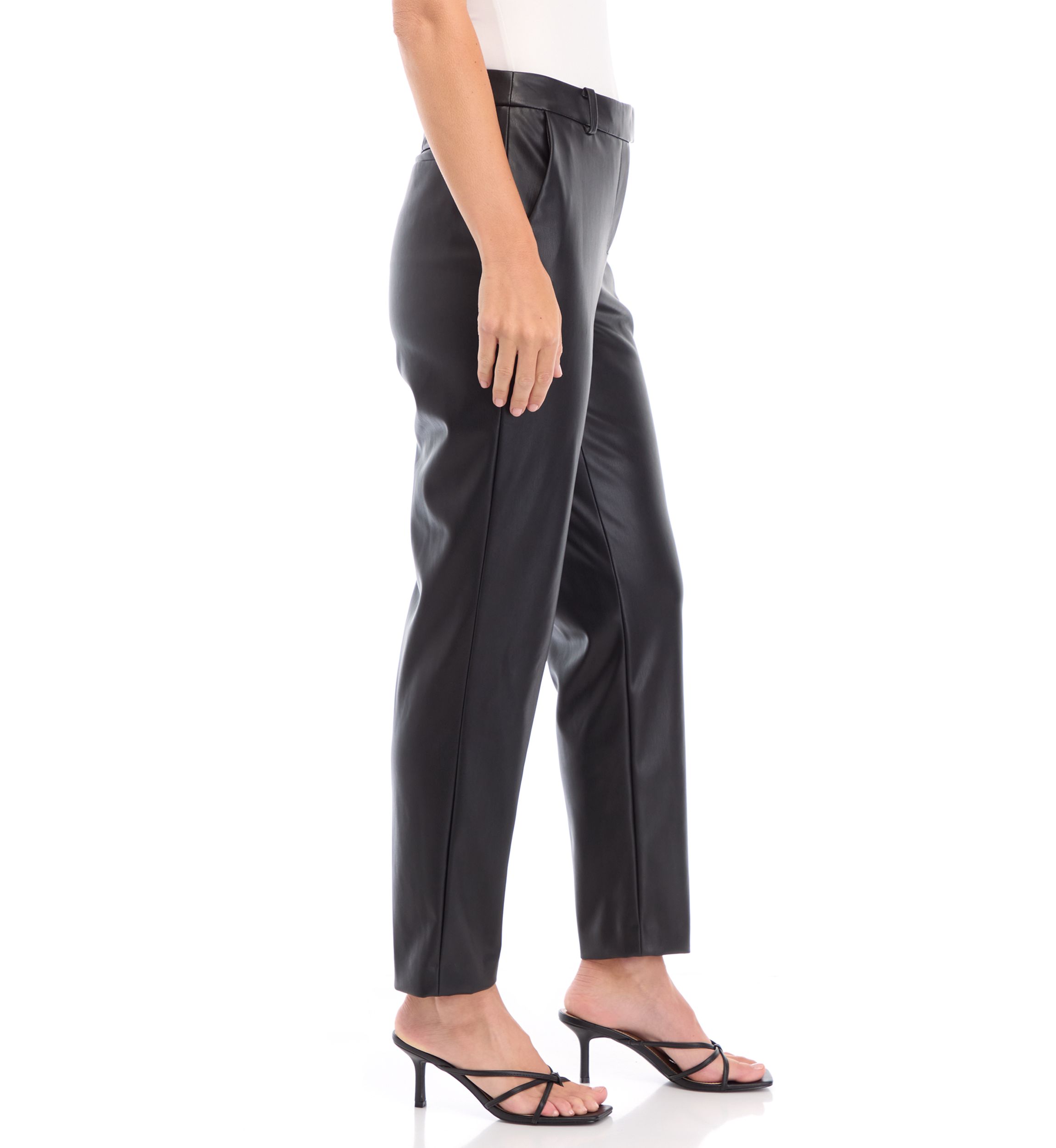 Womens Faux Leather Slim Leg Ankle Pants