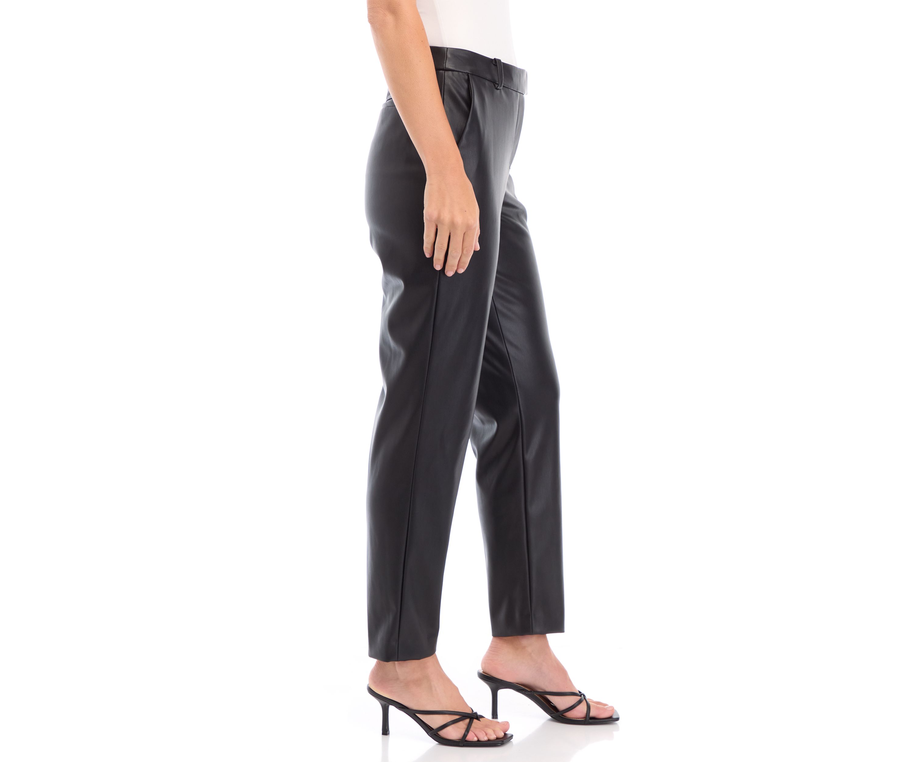 Womens Faux Leather Slim Leg Ankle Pants