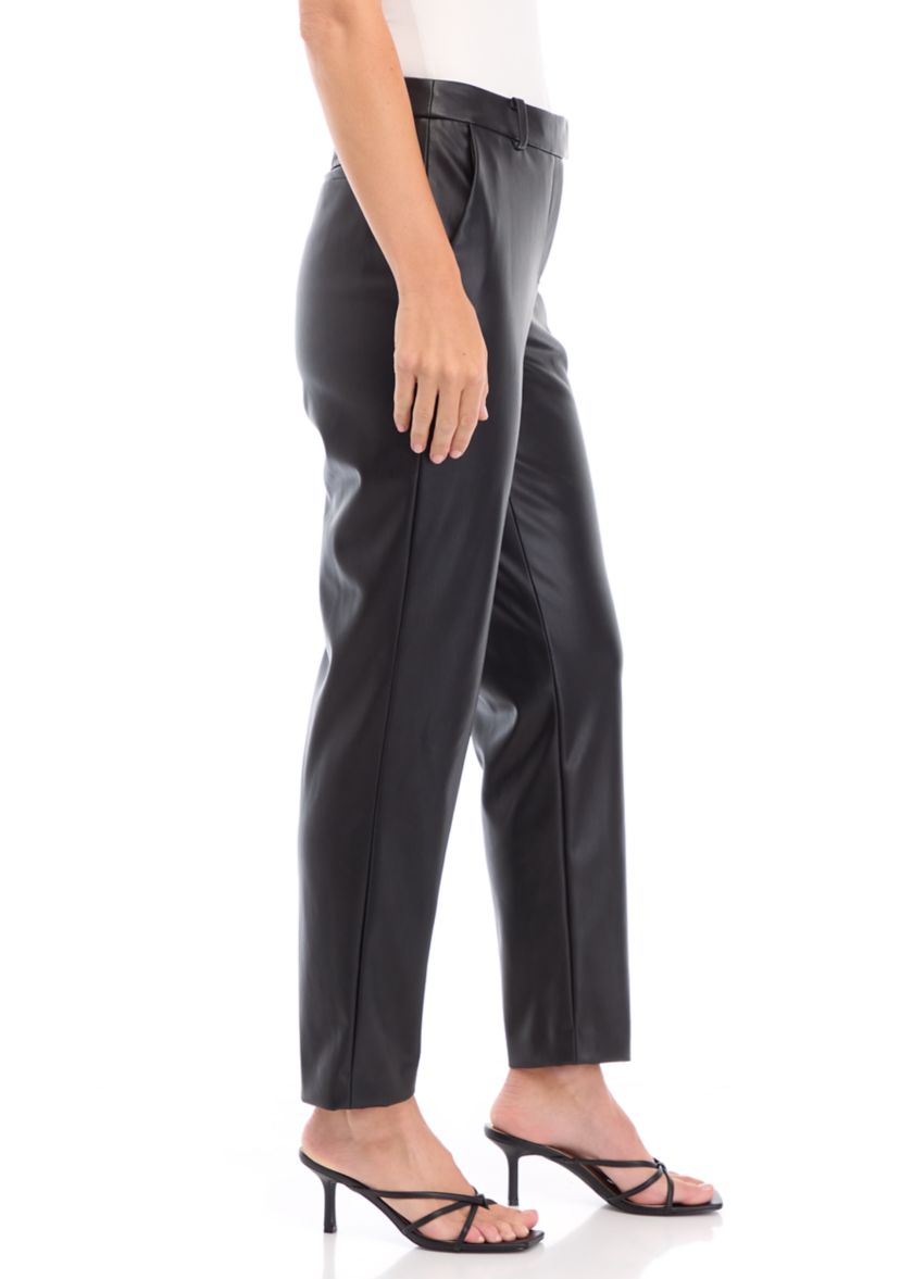 Womens Faux Leather Slim Leg Ankle Pants