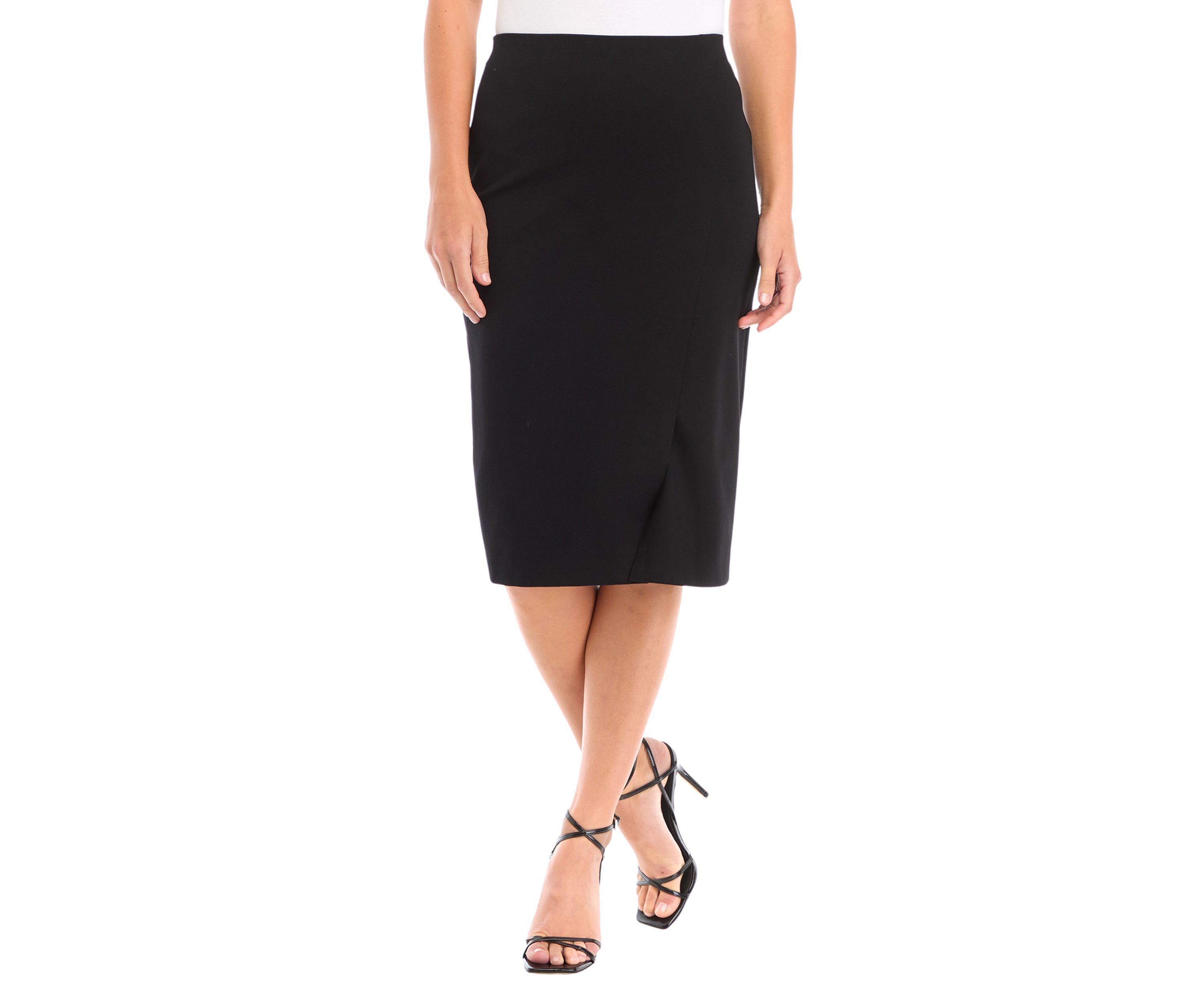 Womens Pull On Faux Wrap Skimmer Skirt 