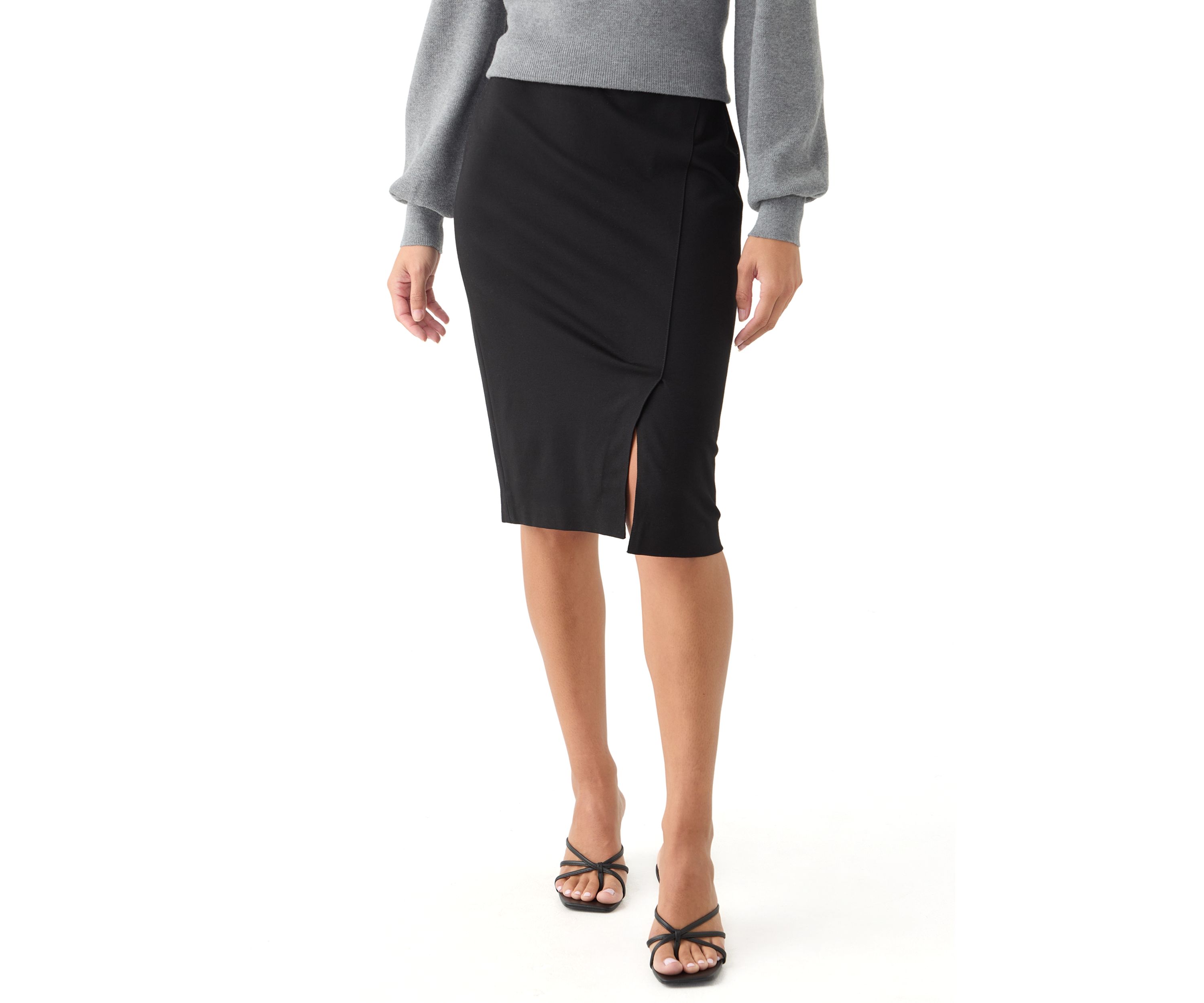 Petite Pull On Faux Wrap Skimmer Skirt