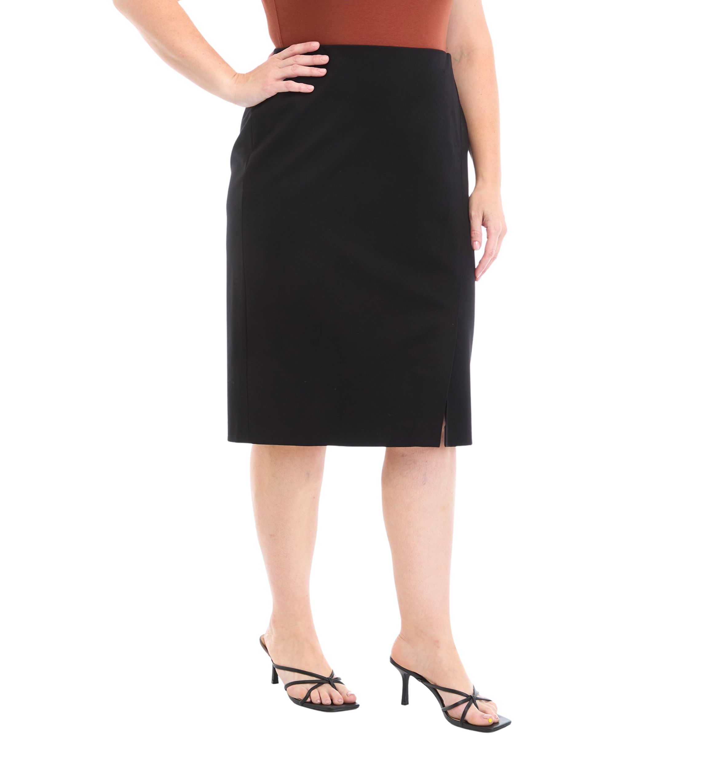 Plus Size Compression Faux Wrap Skimmer Skirt