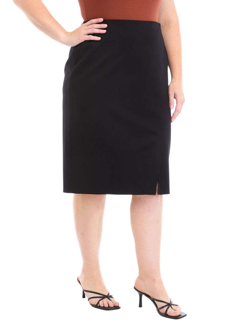 Plus Size Compression Faux Wrap Skimmer Skirt