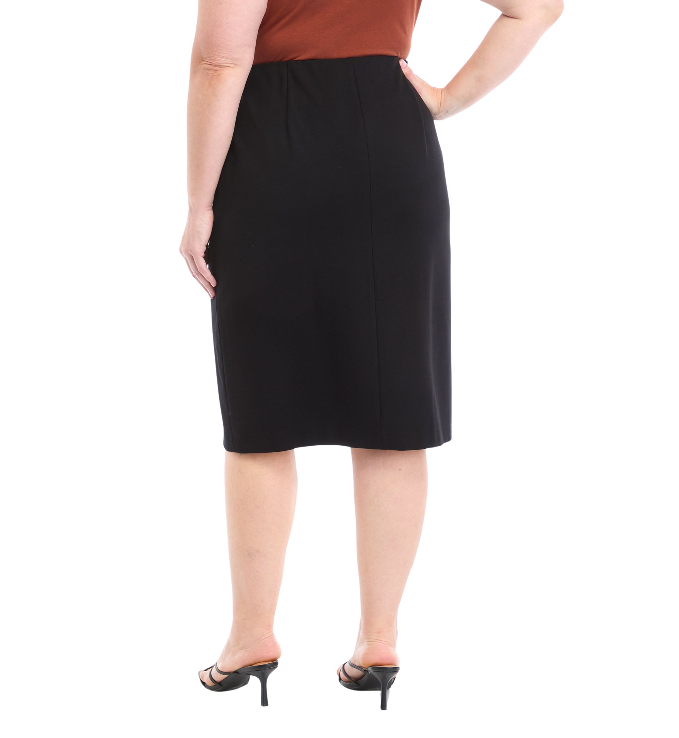 Plus Size Compression Faux Wrap Skimmer Skirt