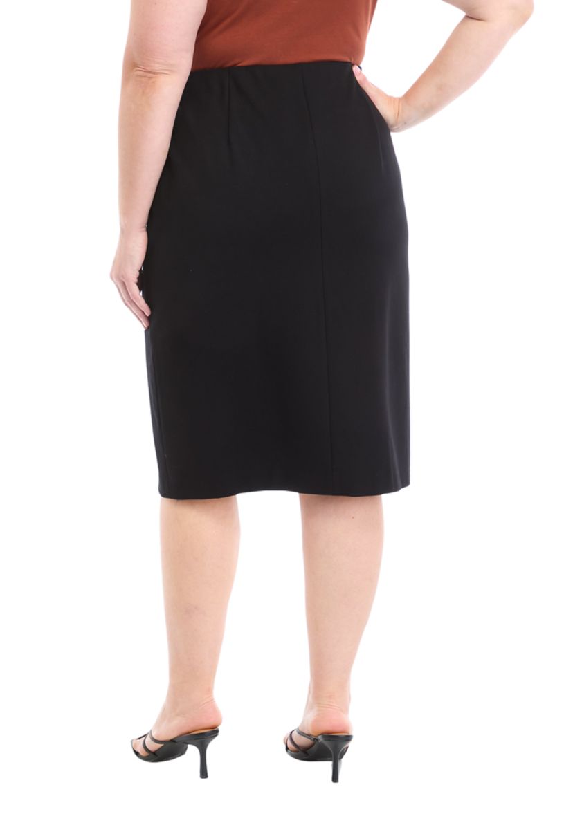 Plus Size Compression Faux Wrap Skimmer Skirt