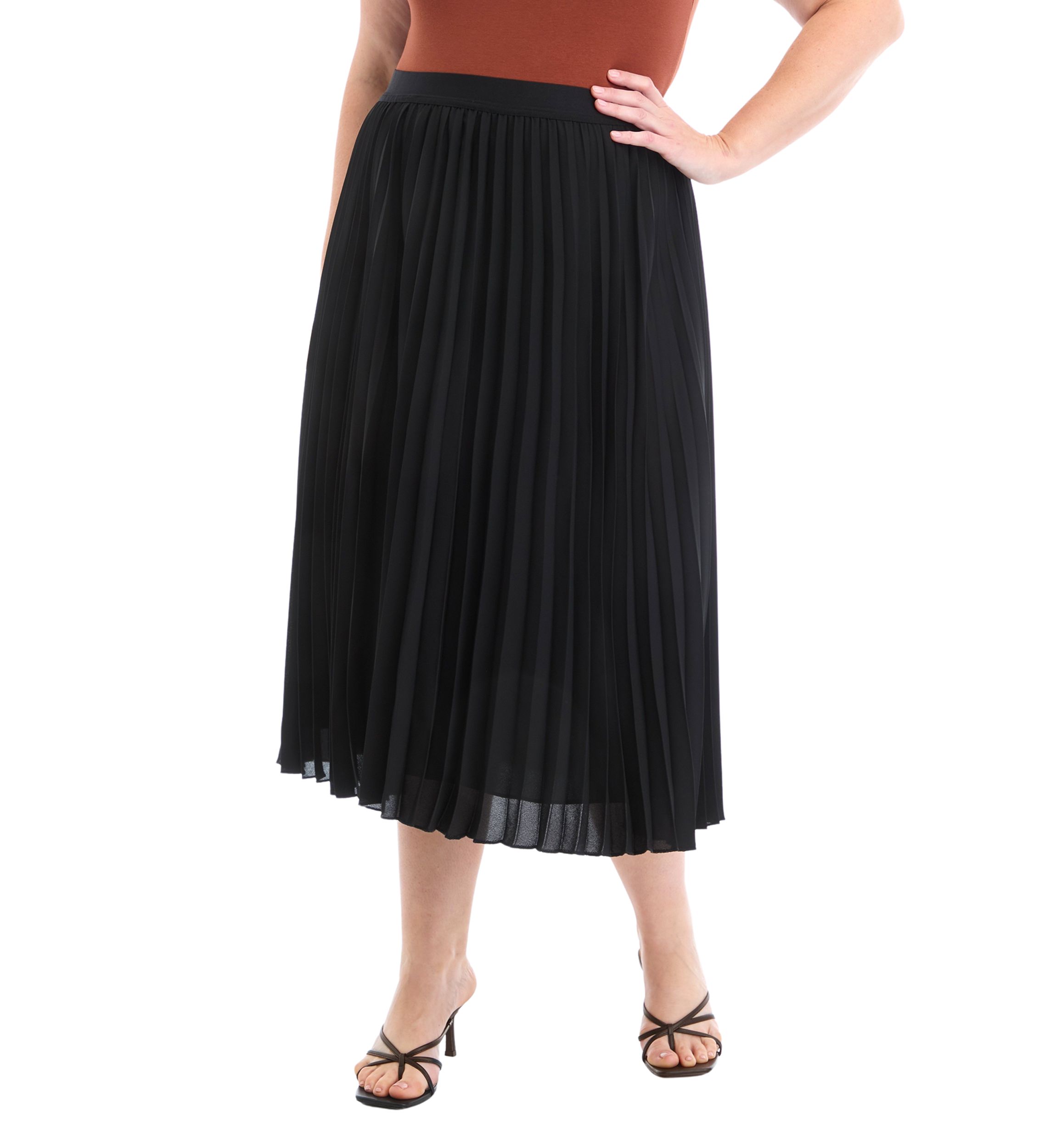 Plus Size Pull On Pleated Skirt