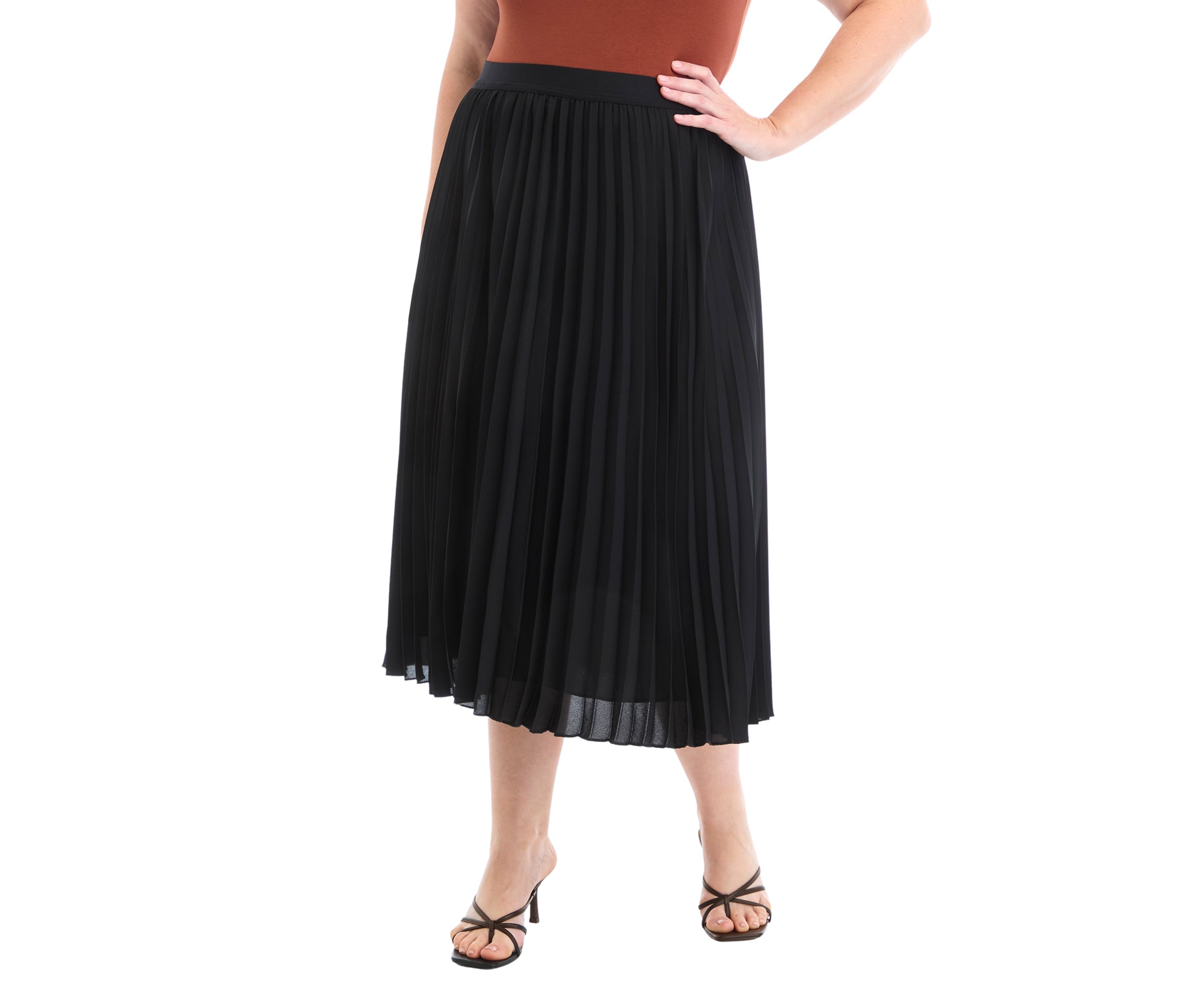 Plus Size Pull On Pleated Skirt