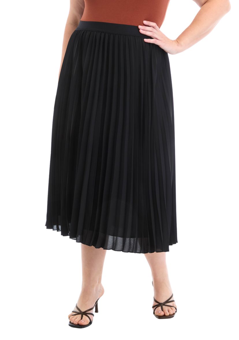Plus Size Pull On Pleated Skirt