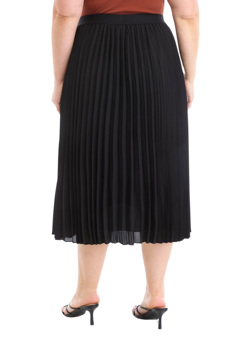 Plus Size Pull On Pleated Skirt