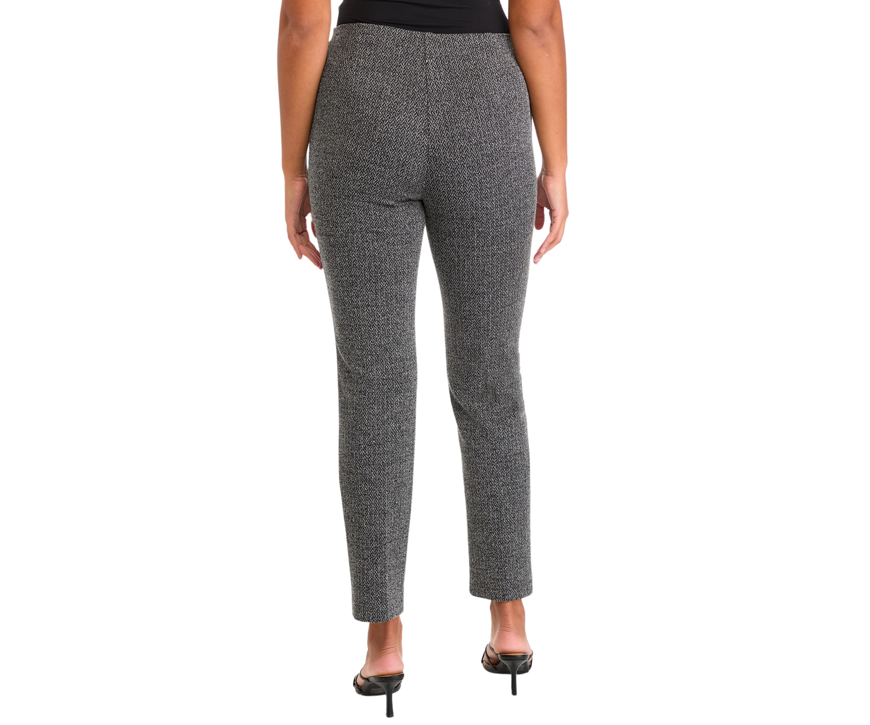 Womens Pull On Straight Ankle Herringbone Ponte Pants