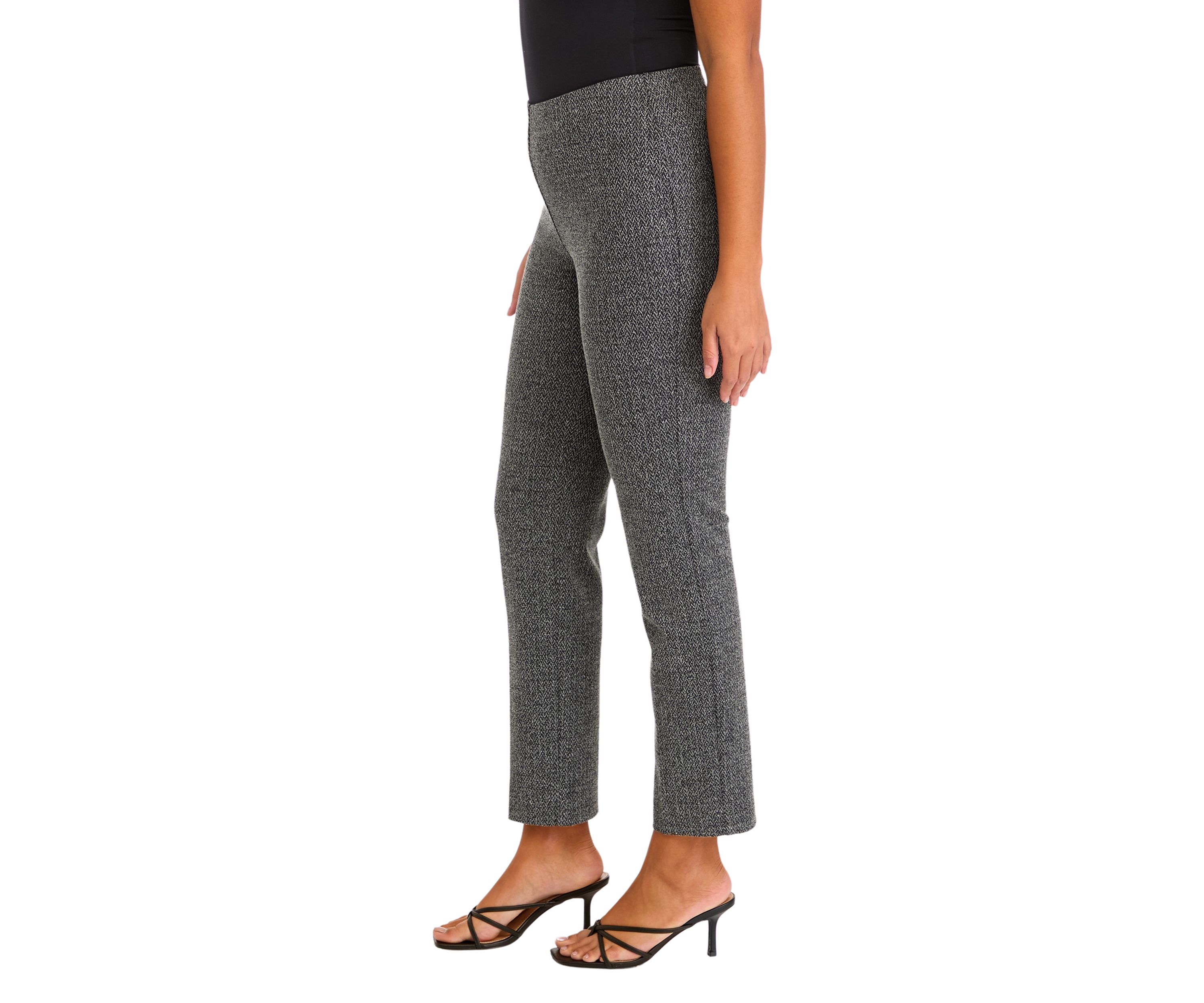 Womens Pull On Straight Ankle Herringbone Ponte Pants