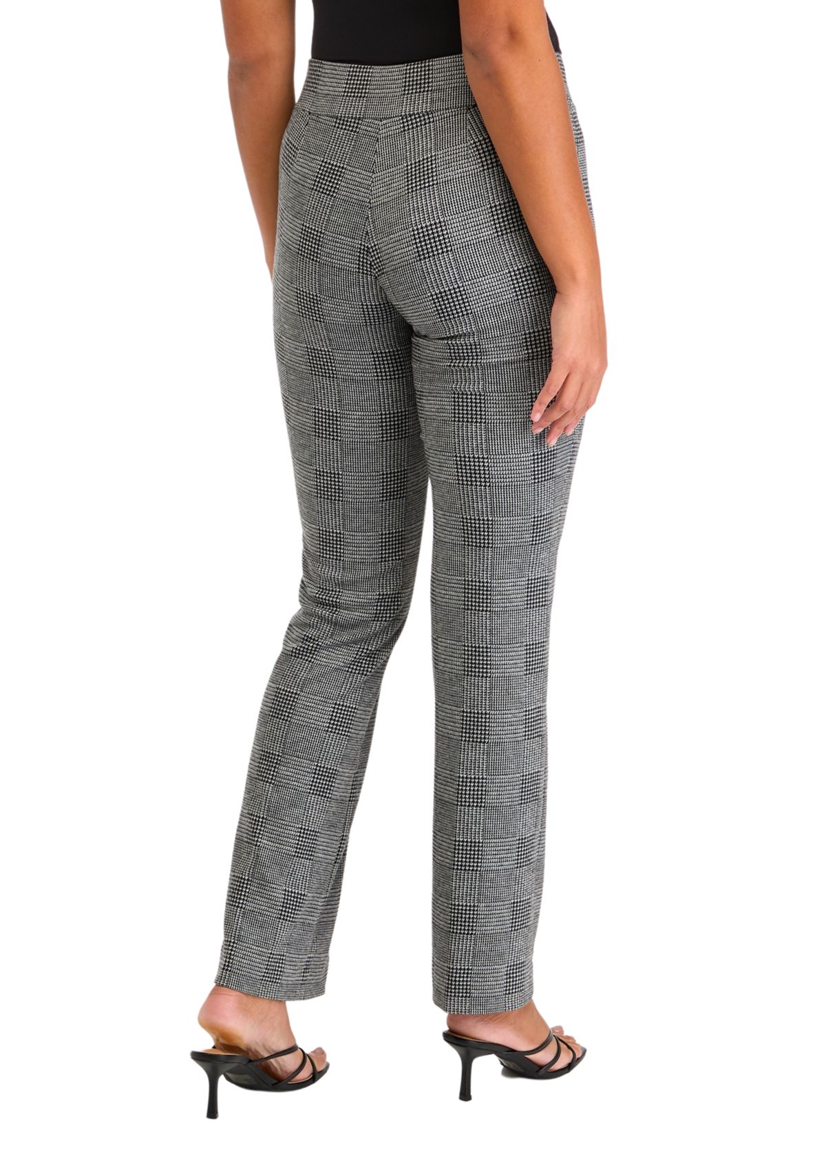 Womens Pull On Baby Bootcut Plaid Ponte Pants