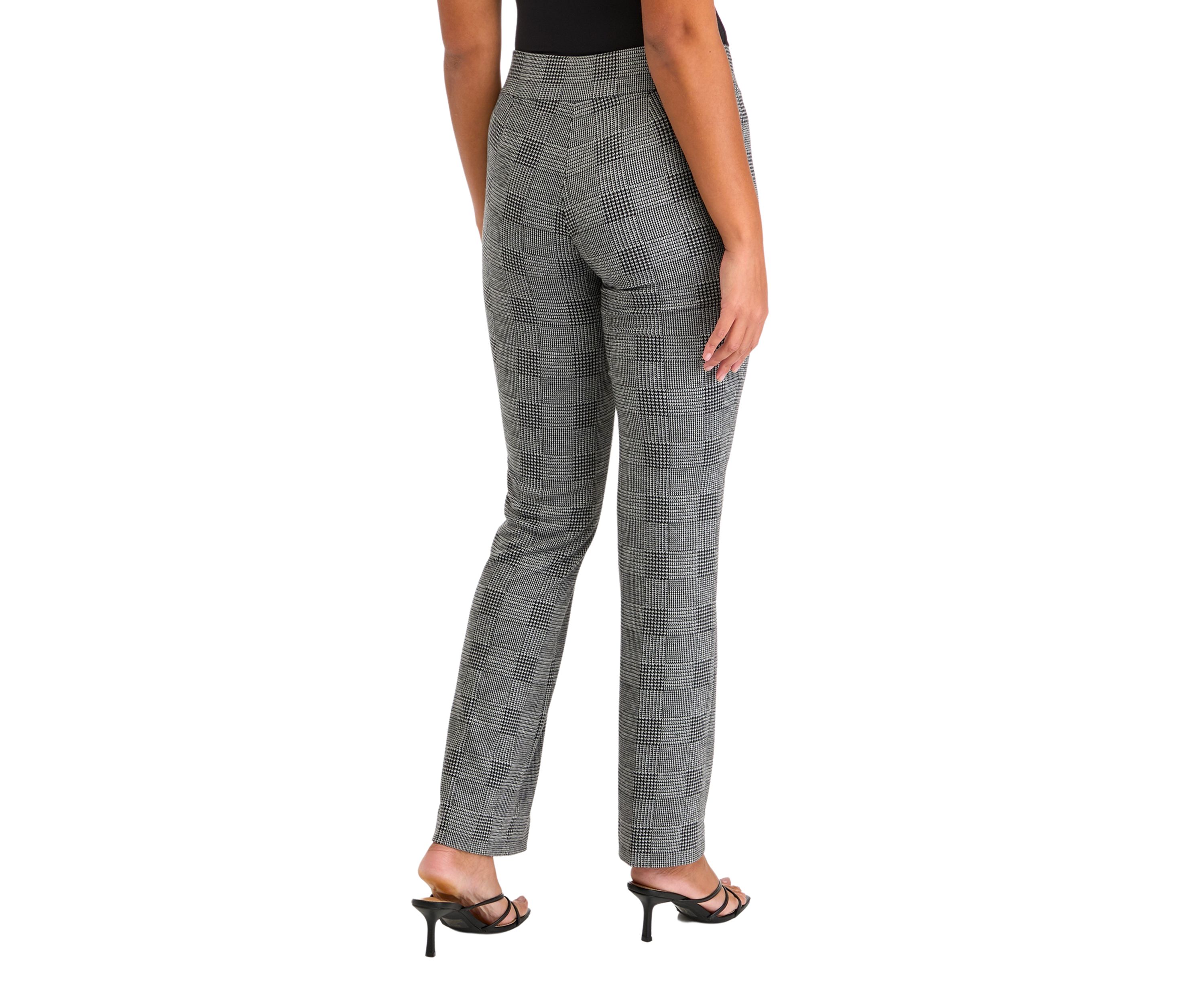 Womens Pull On Baby Bootcut Plaid Ponte Pants