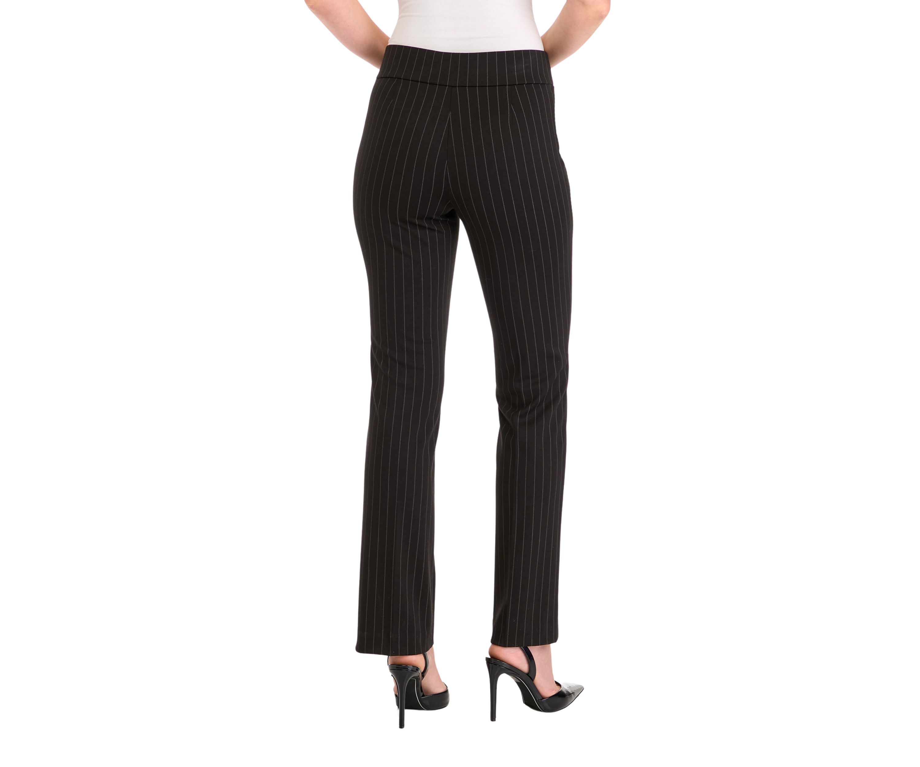 Womens Pull On Baby Bootcut Pinstripe Ponte Pants