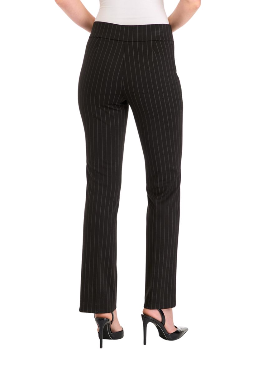 Womens Pull On Baby Bootcut Pinstripe Ponte Pants