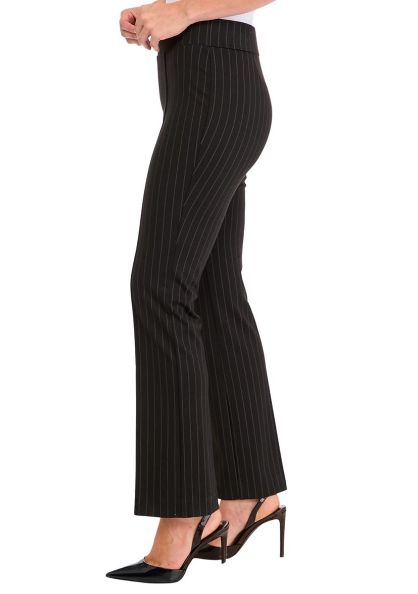 Womens Pull On Baby Bootcut Pinstripe Ponte Pants