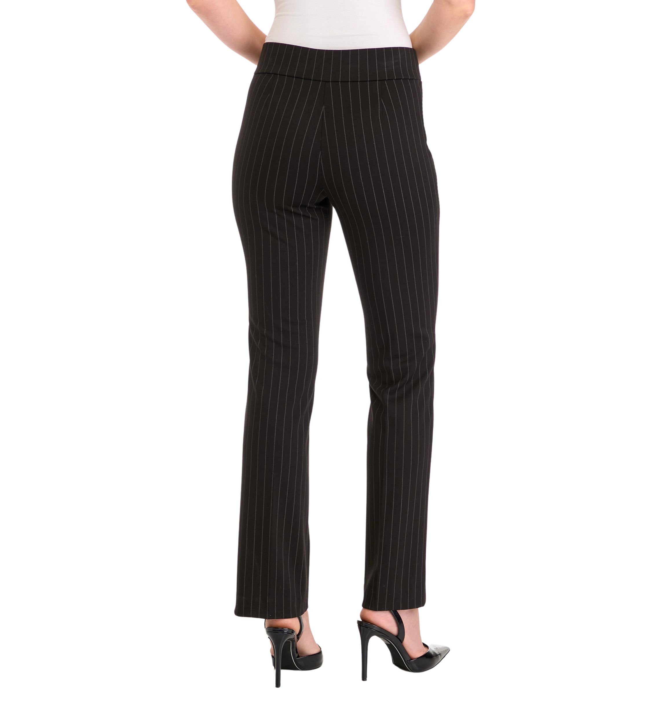Petite Pull On Baby Bootcut Pinstripe Ponte Pants