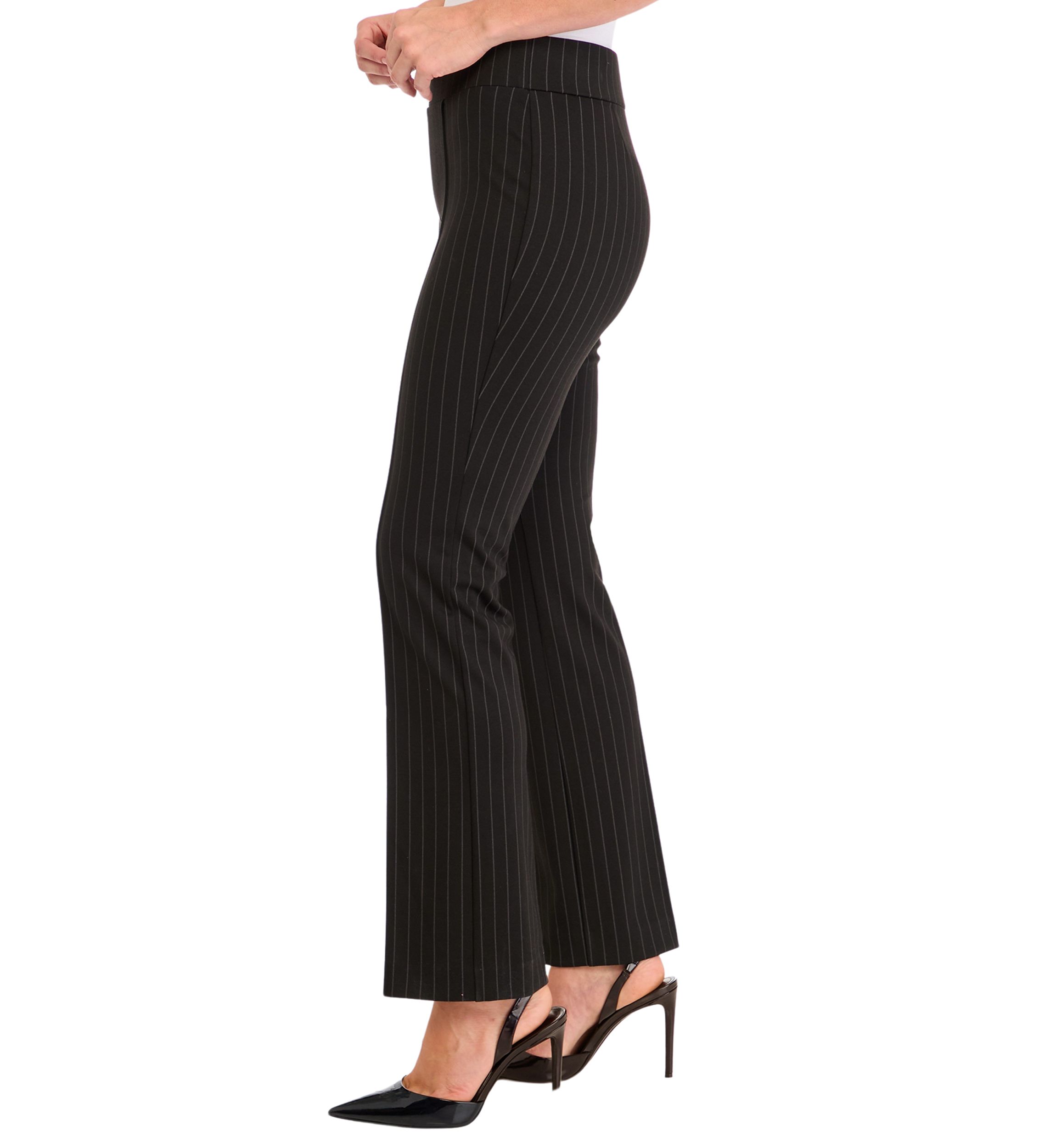 Petite Pull On Baby Bootcut Pinstripe Ponte Pants