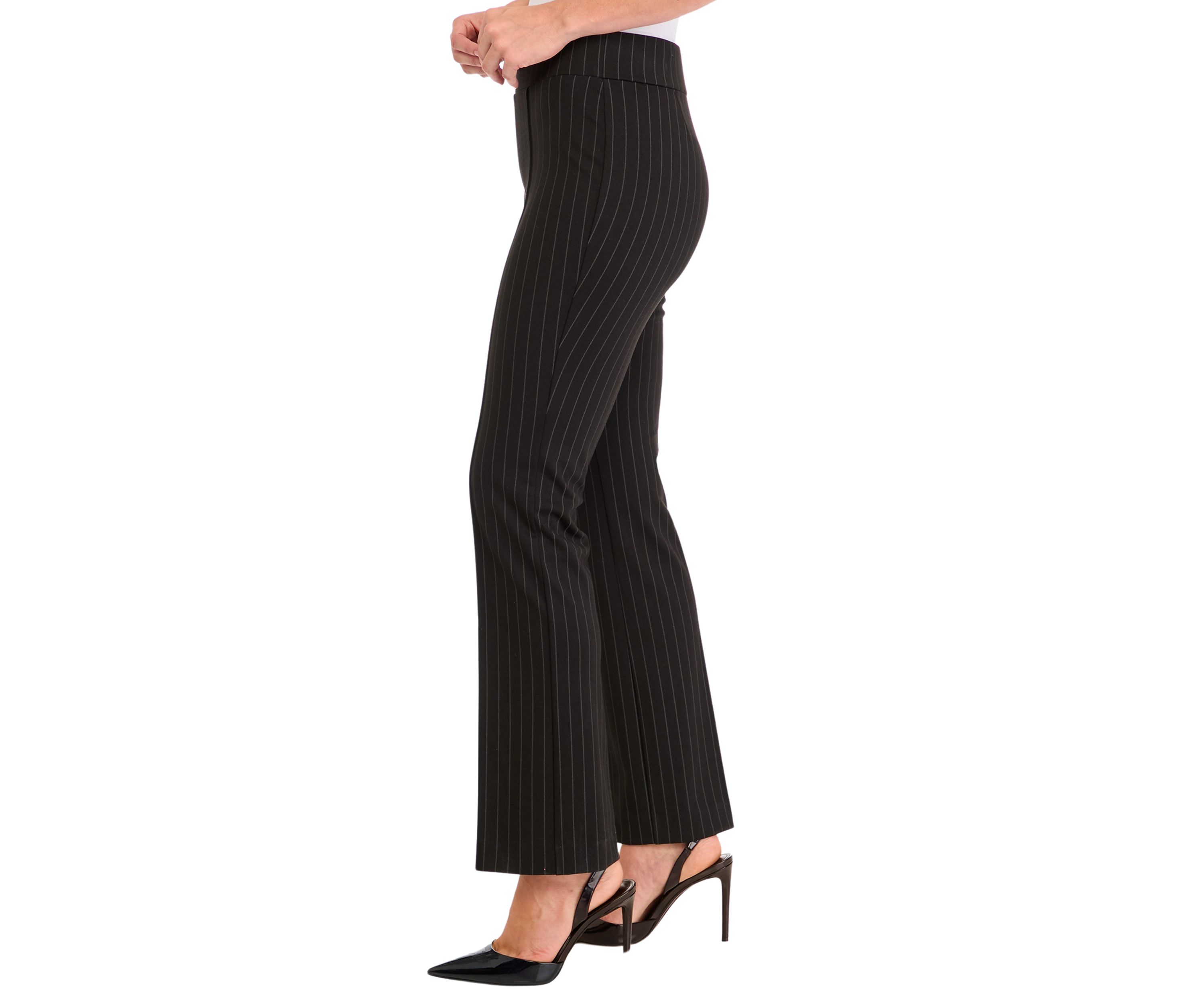 Petite Pull On Baby Bootcut Pinstripe Ponte Pants