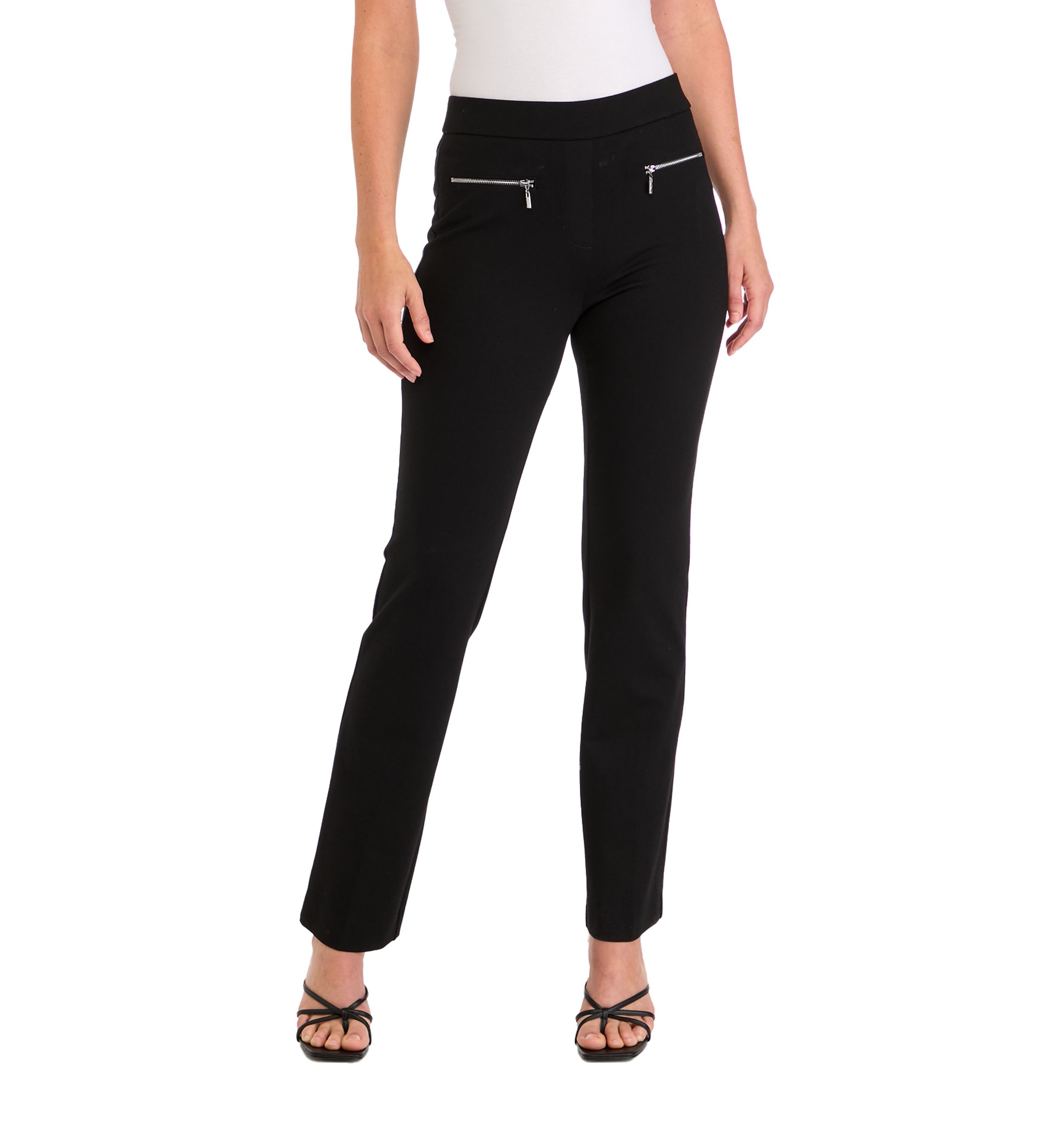Womens Pull On Baby Bootcut Pants with Zip Pockets