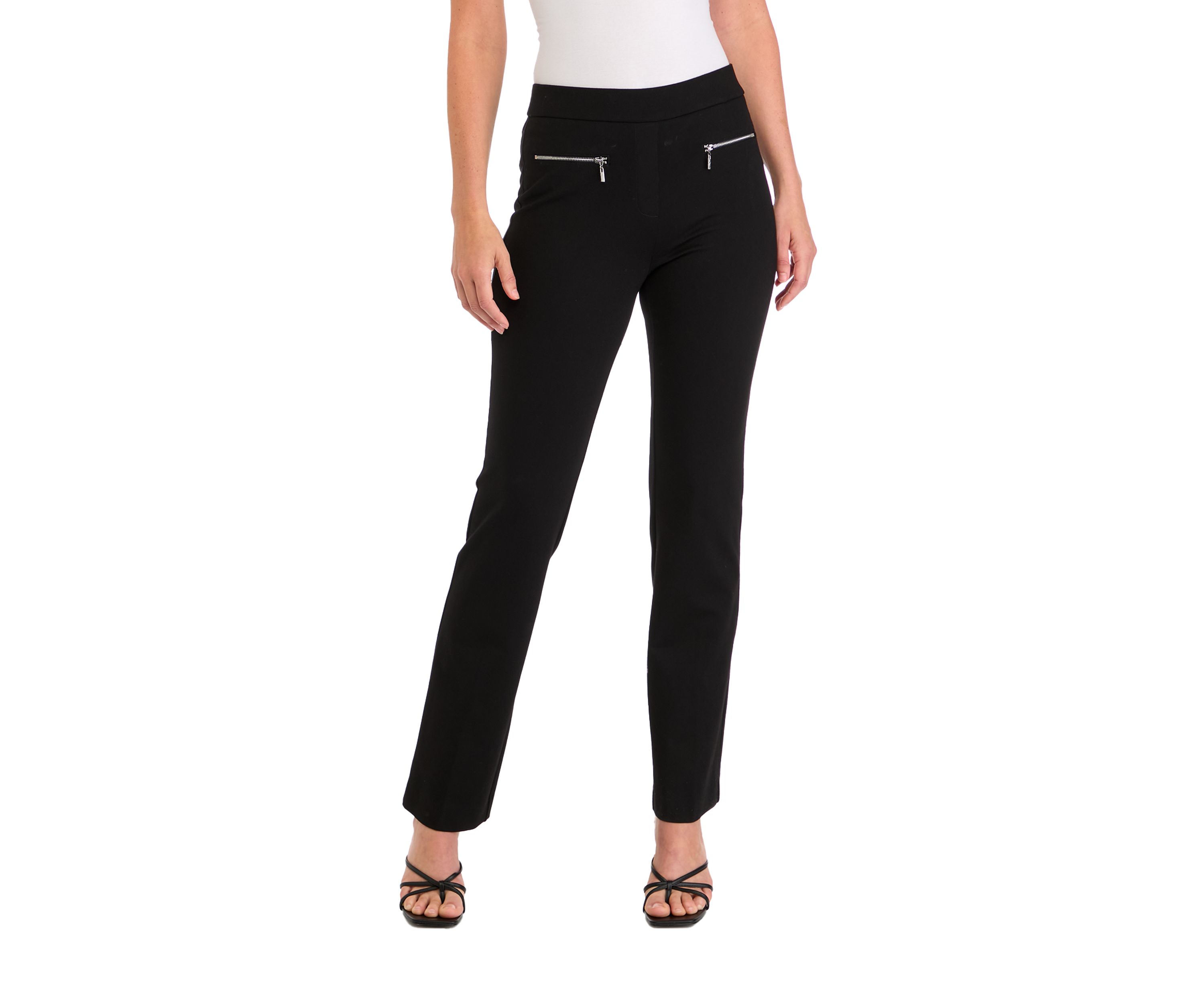 Womens Pull On Baby Bootcut Pants with Zip Pockets