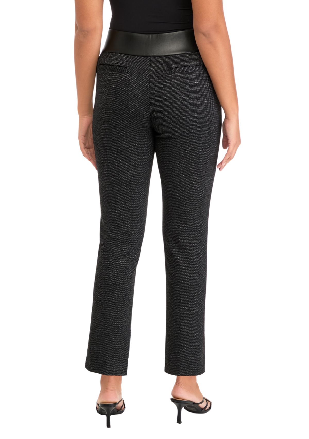 Womens Pull On Ponte Leather Straight Ankle Pants