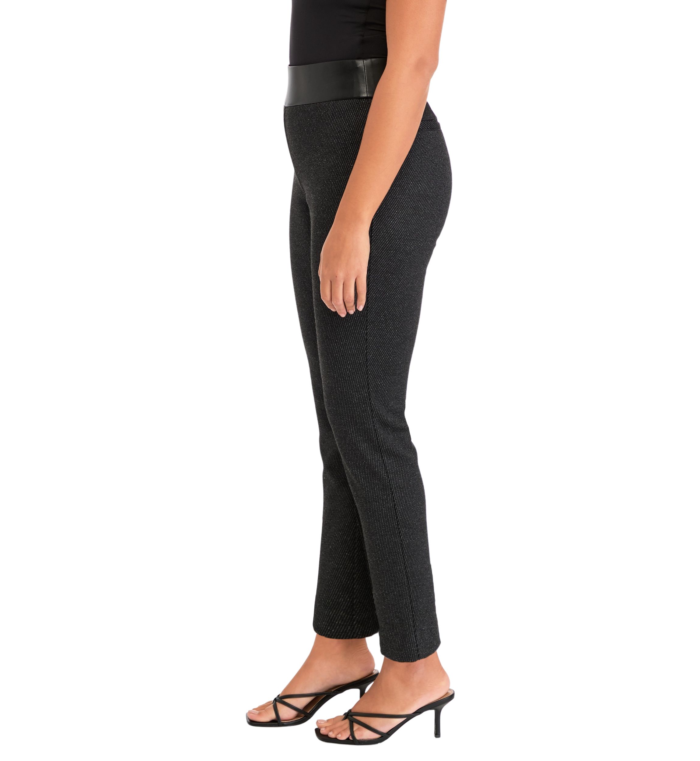 Womens Pull On Ponte Leather Straight Ankle Pants