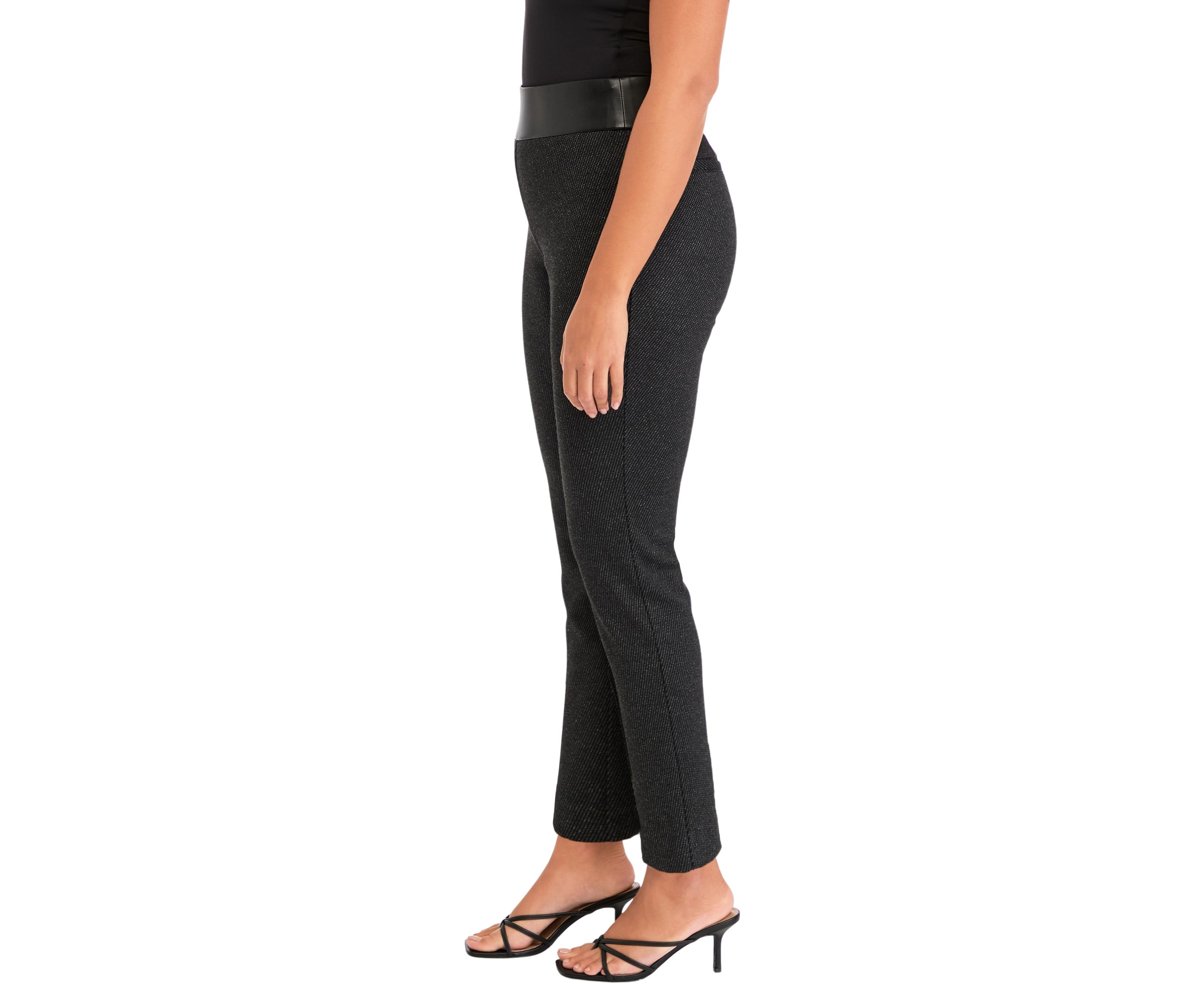 Womens Pull On Ponte Leather Straight Ankle Pants