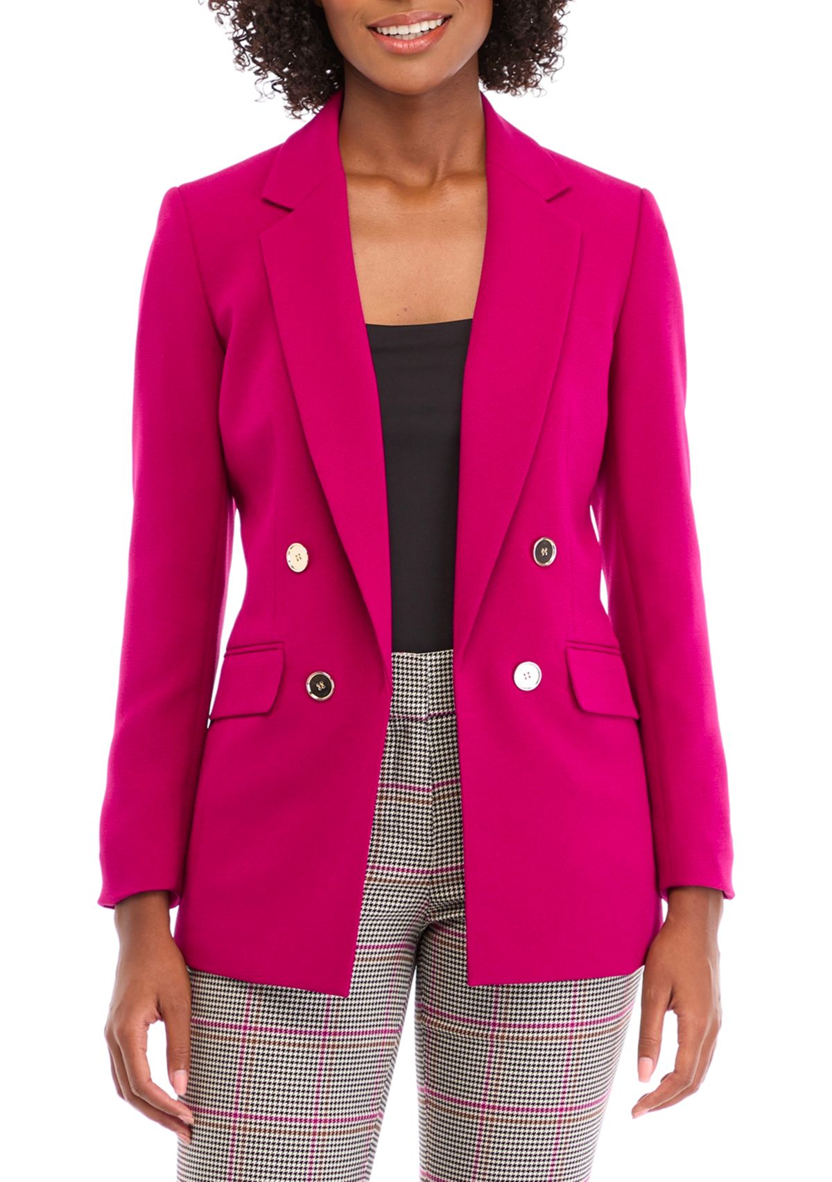 Womens Notch Collar Four Button Blazer