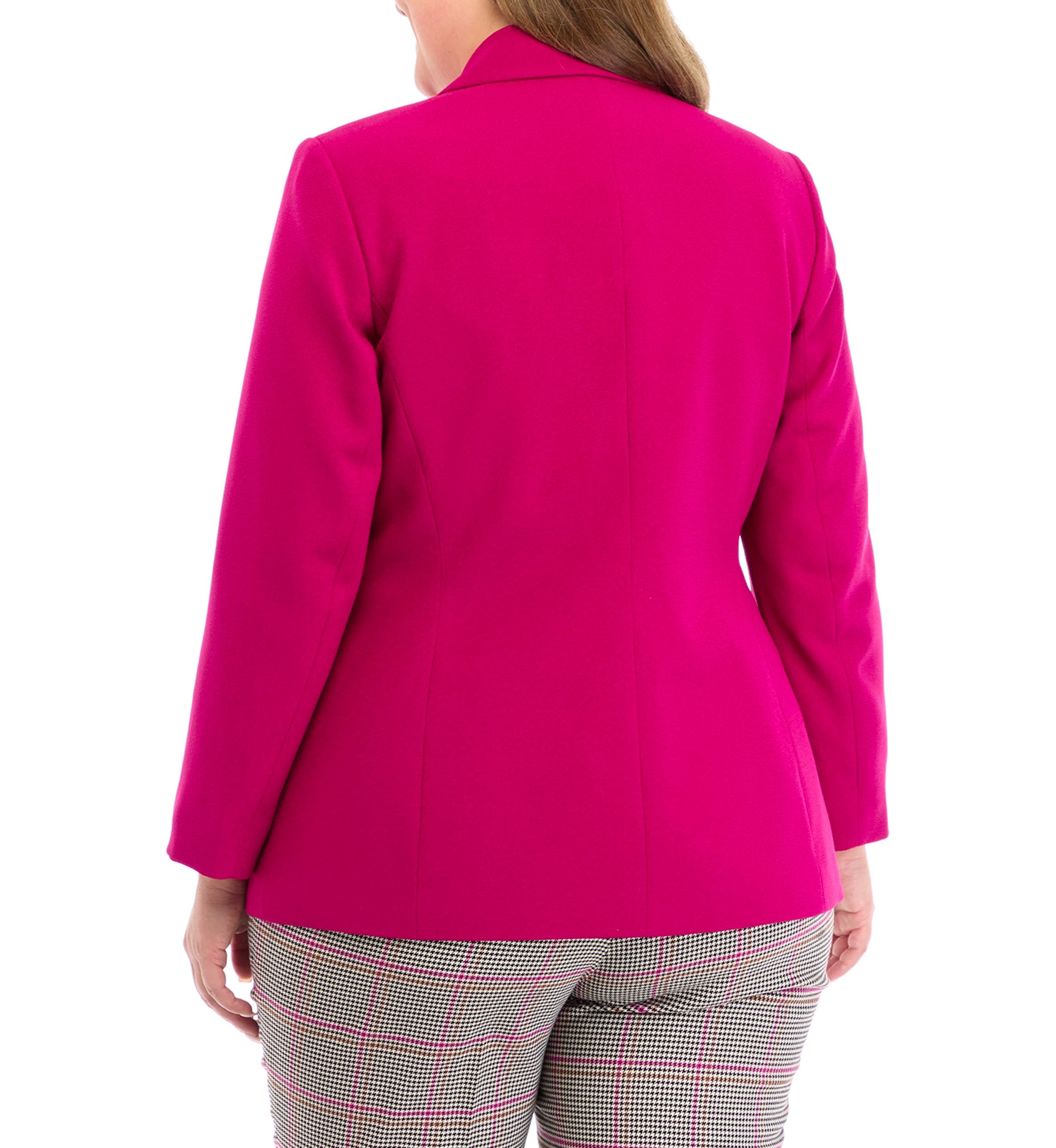 Plus Size Notch Collar Faux Double Breasted Crepe Jacket