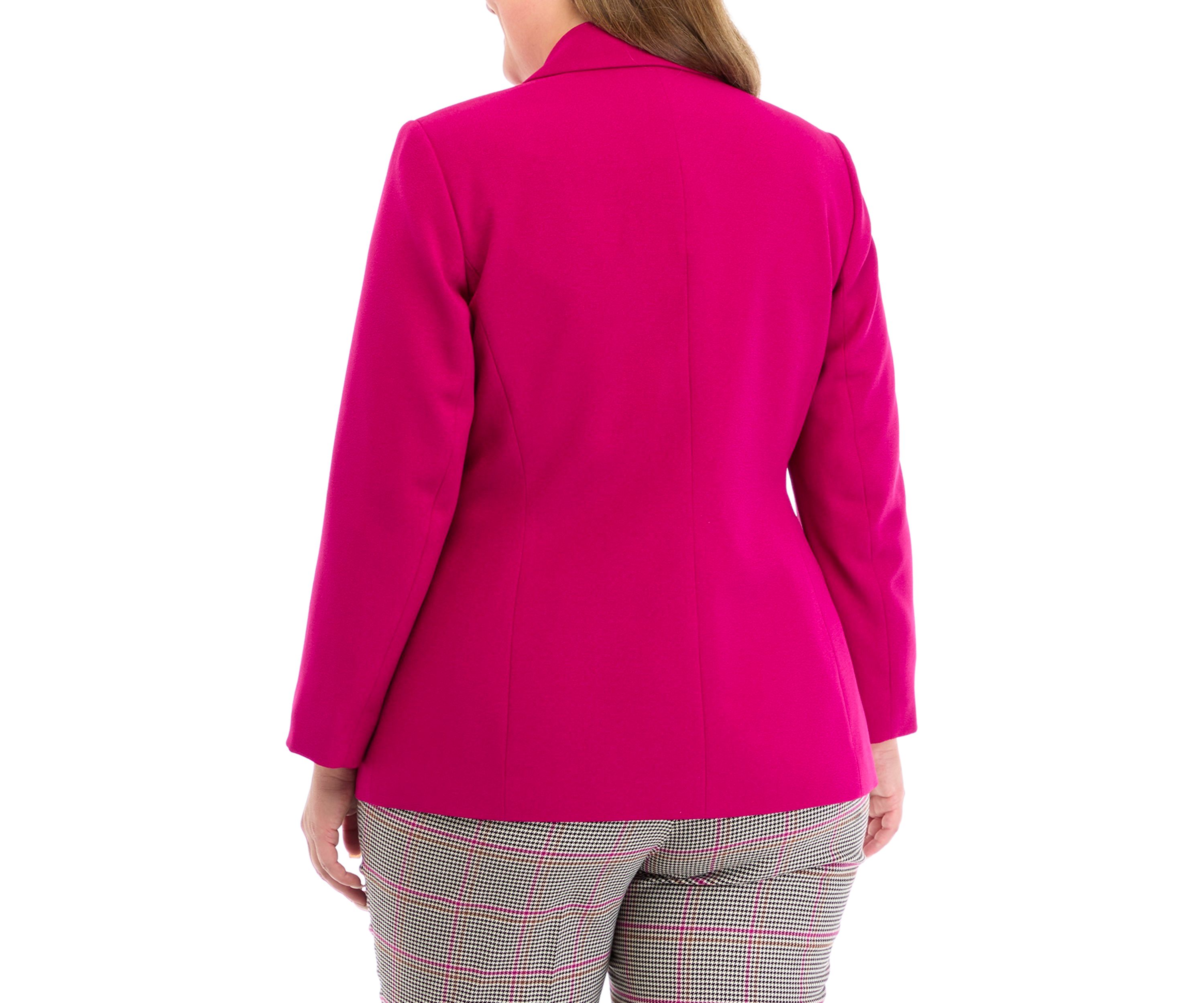 Plus Size Notch Collar Faux Double Breasted Crepe Jacket
