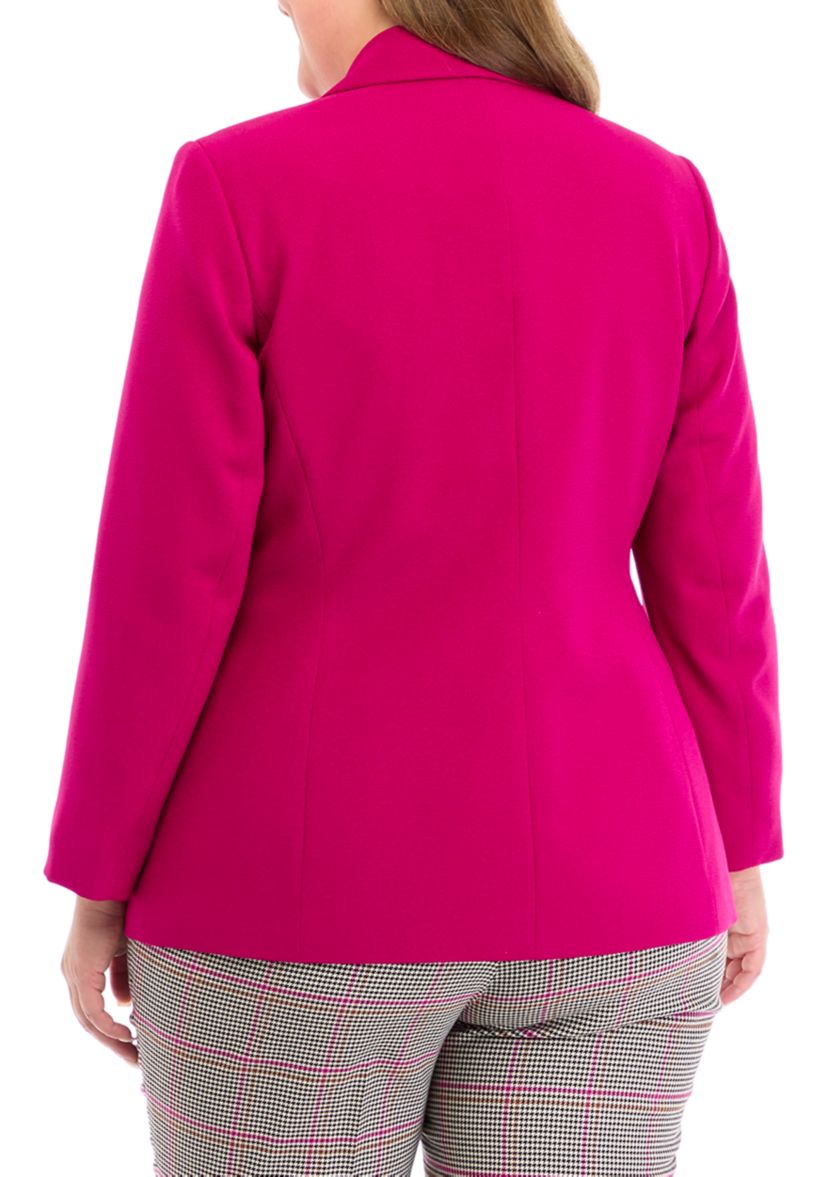 Plus Size Notch Collar Faux Double Breasted Crepe Jacket