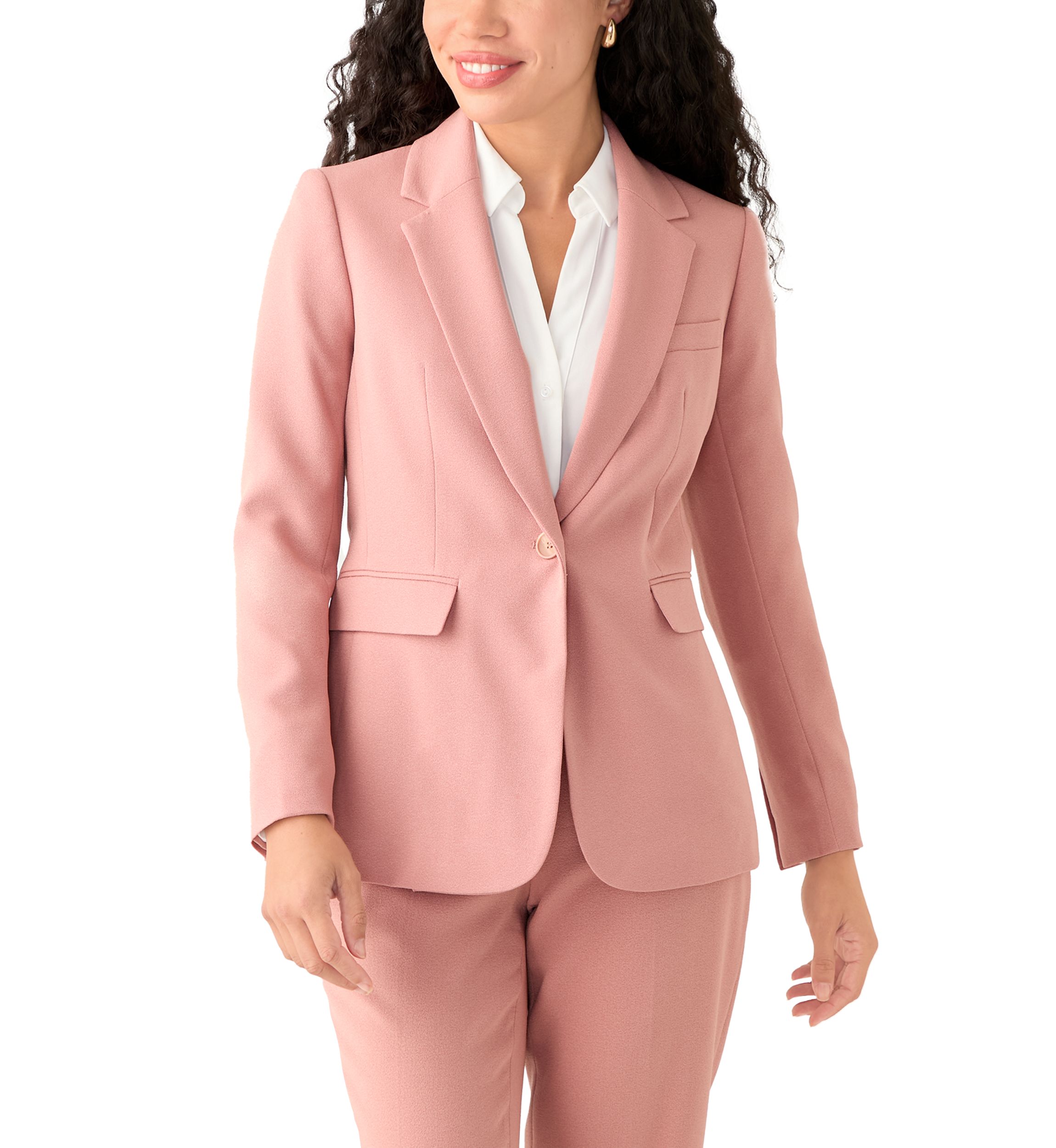 Petite Crepe One Button Jacket