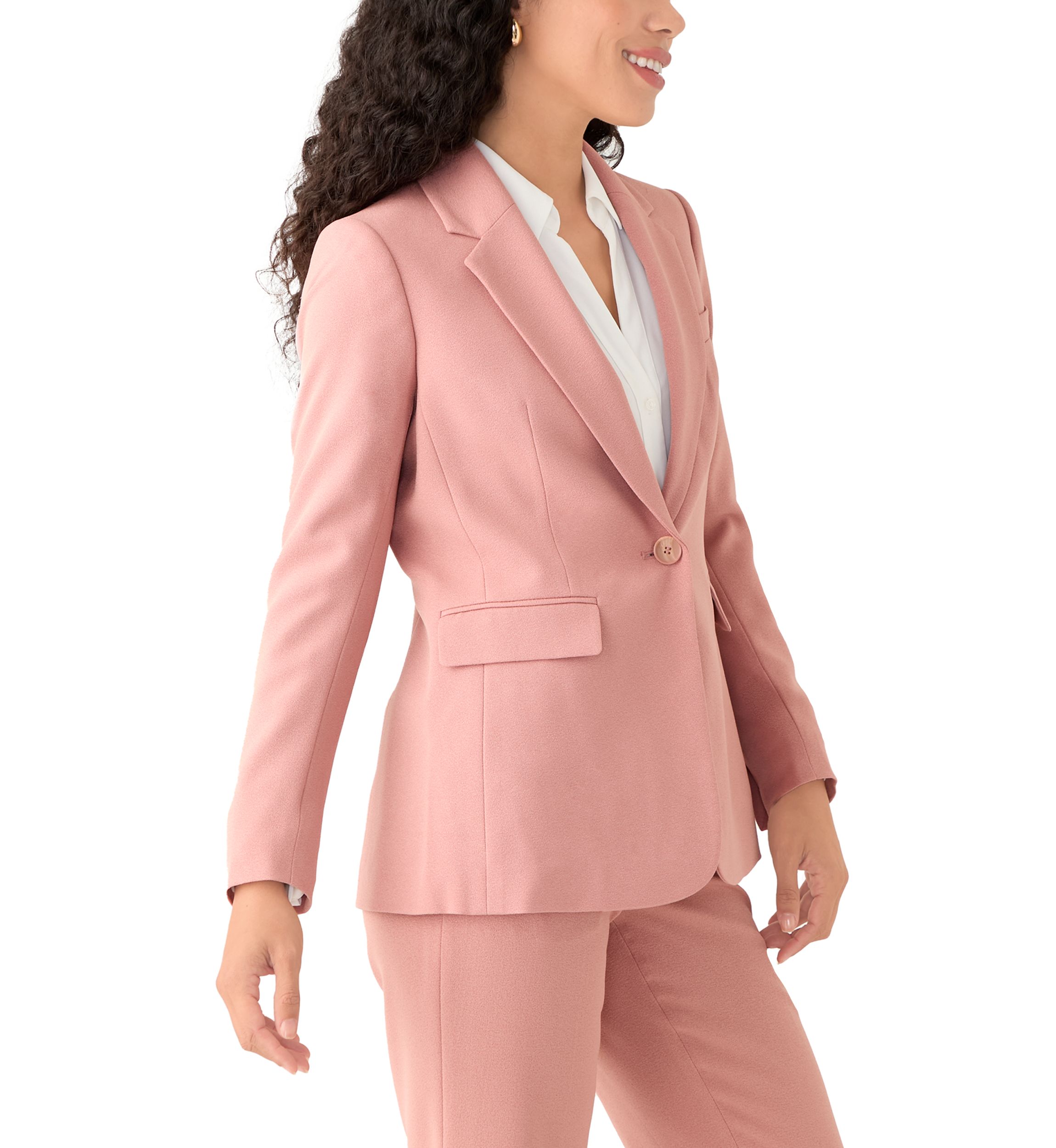 Petite Crepe One Button Jacket