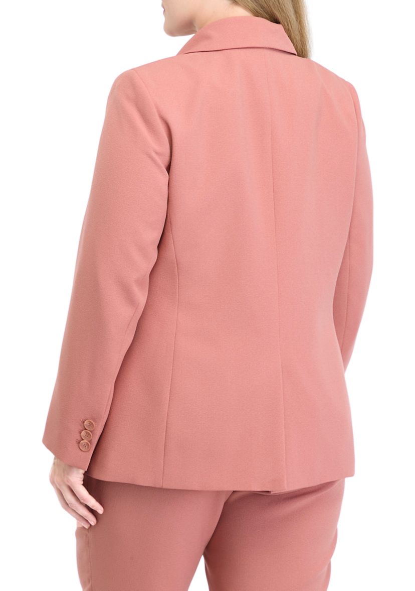 Plus Size Crepe One Button Jacket